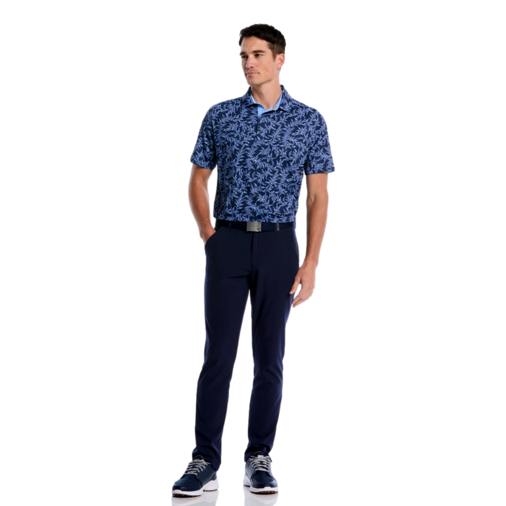 Chevron Botanical Print Men's Golf  Polo Shirt
