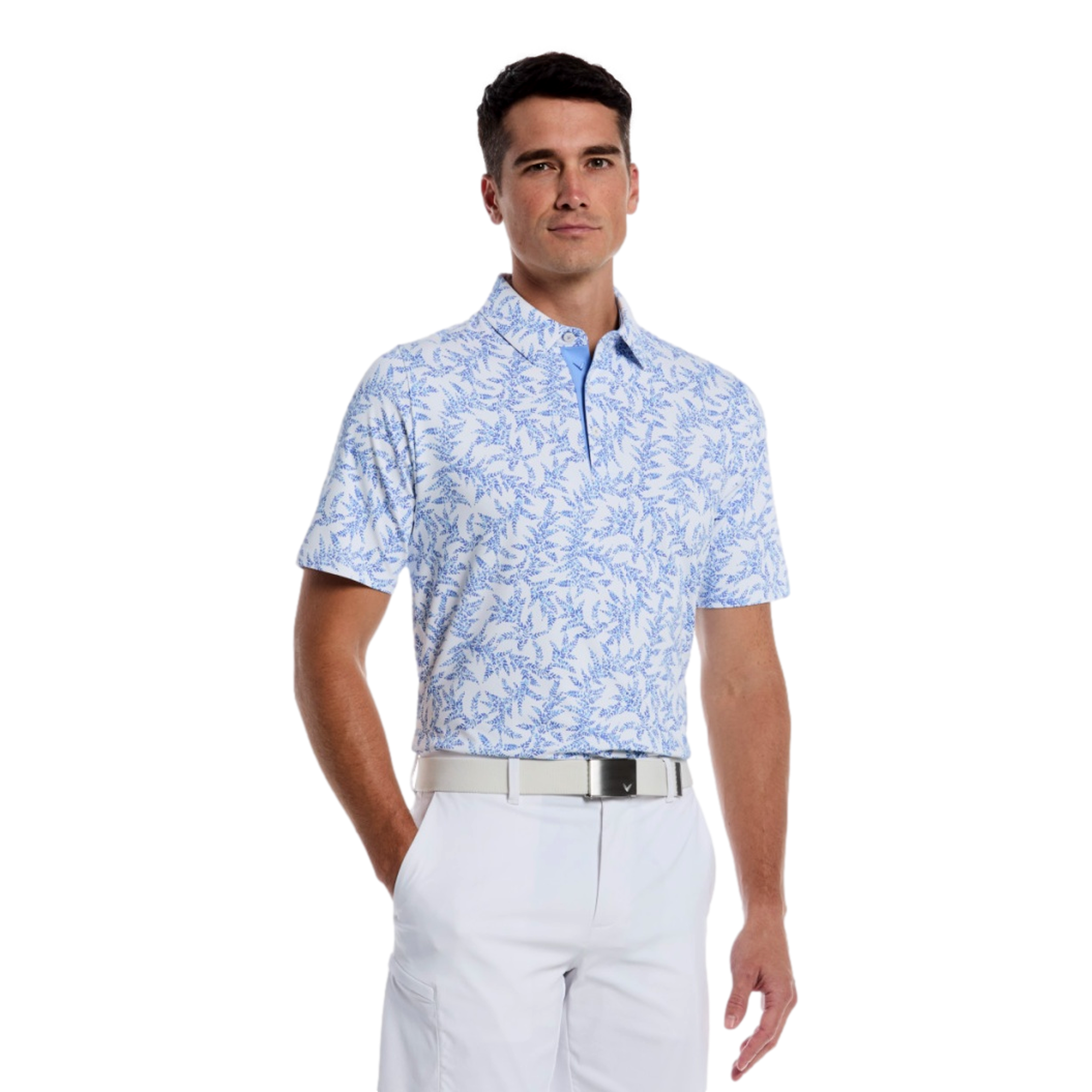 Chevron Botanical Print Men's Golf  Polo Shirt