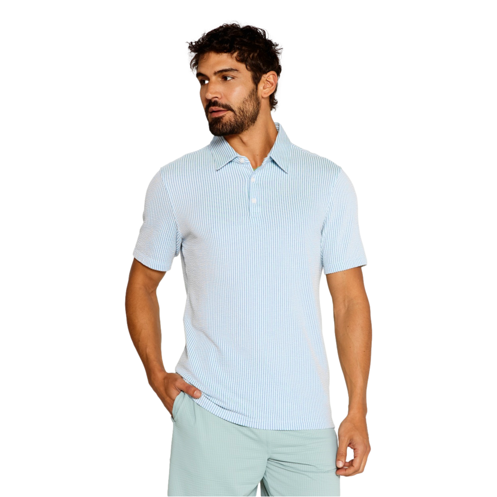 Keaton Seersucker Men's Golf Polo Shirt