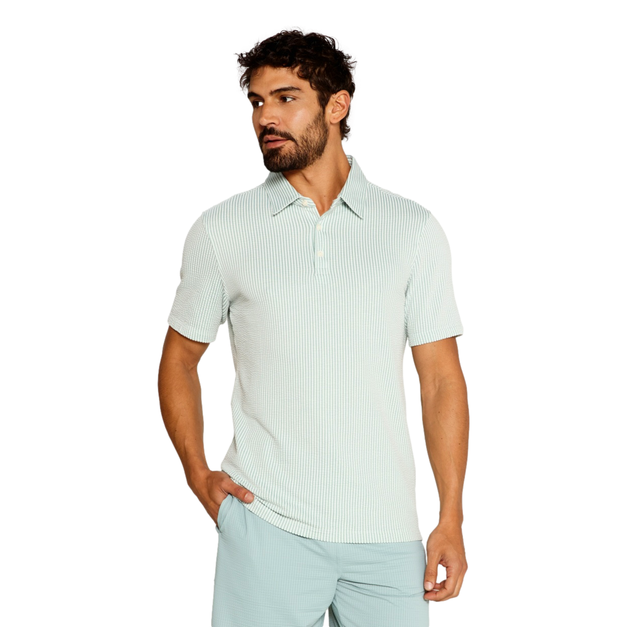 Keaton Seersucker Men's Golf Polo Shirt