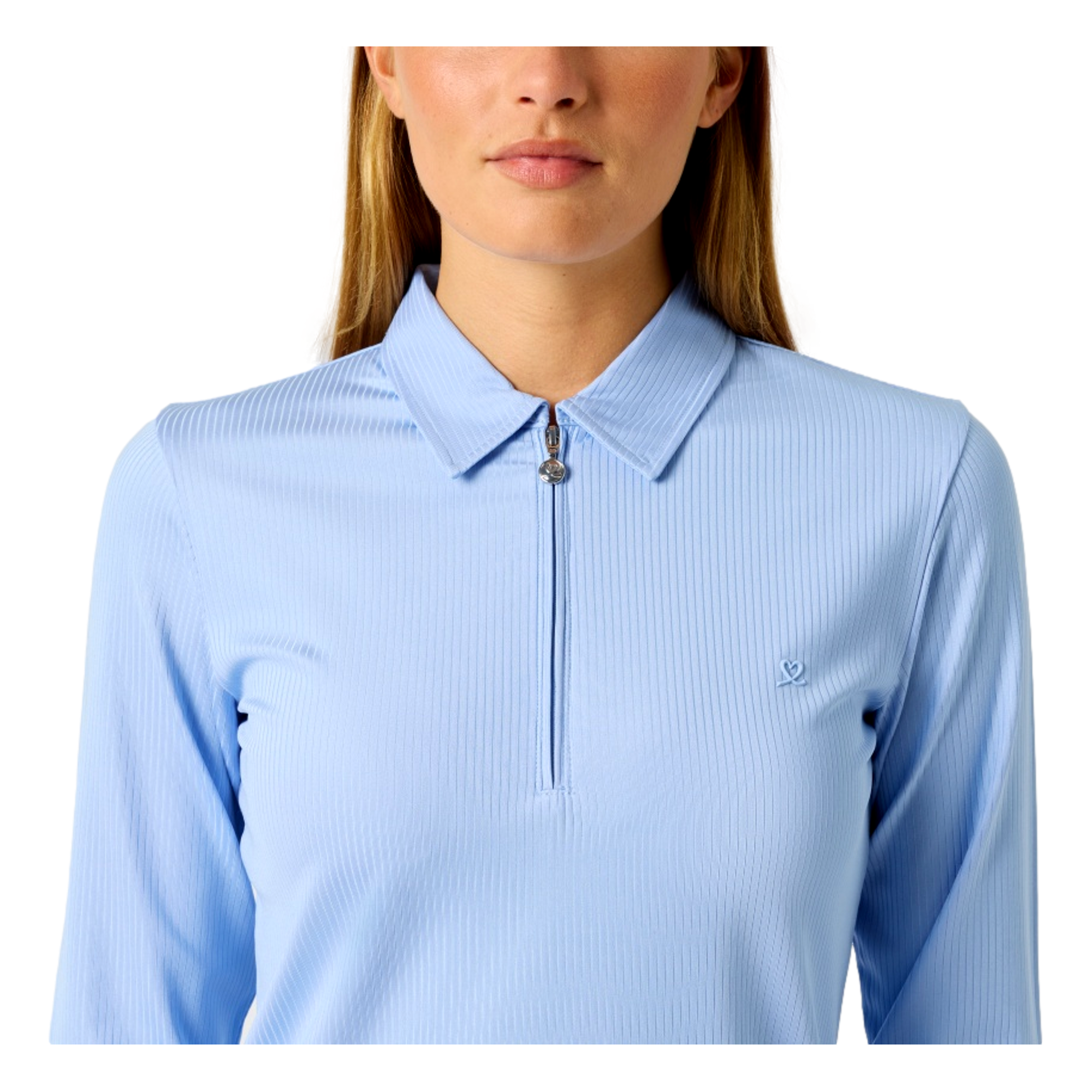 Ribbed Women's Long Sleeve Golf Polo Shirt