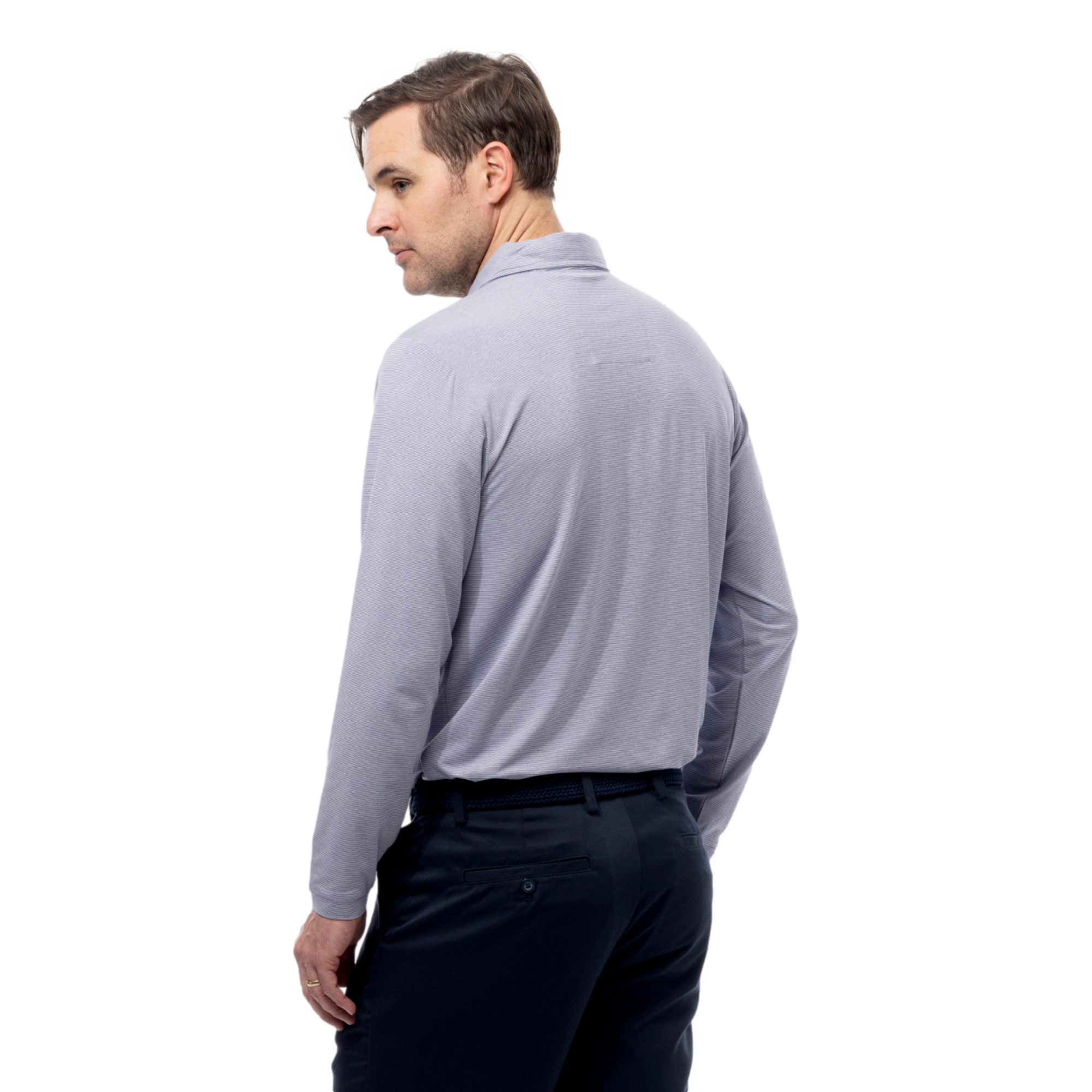 SolMelange Ice Striped Men's Long Sleeve Golf Polo Shirt