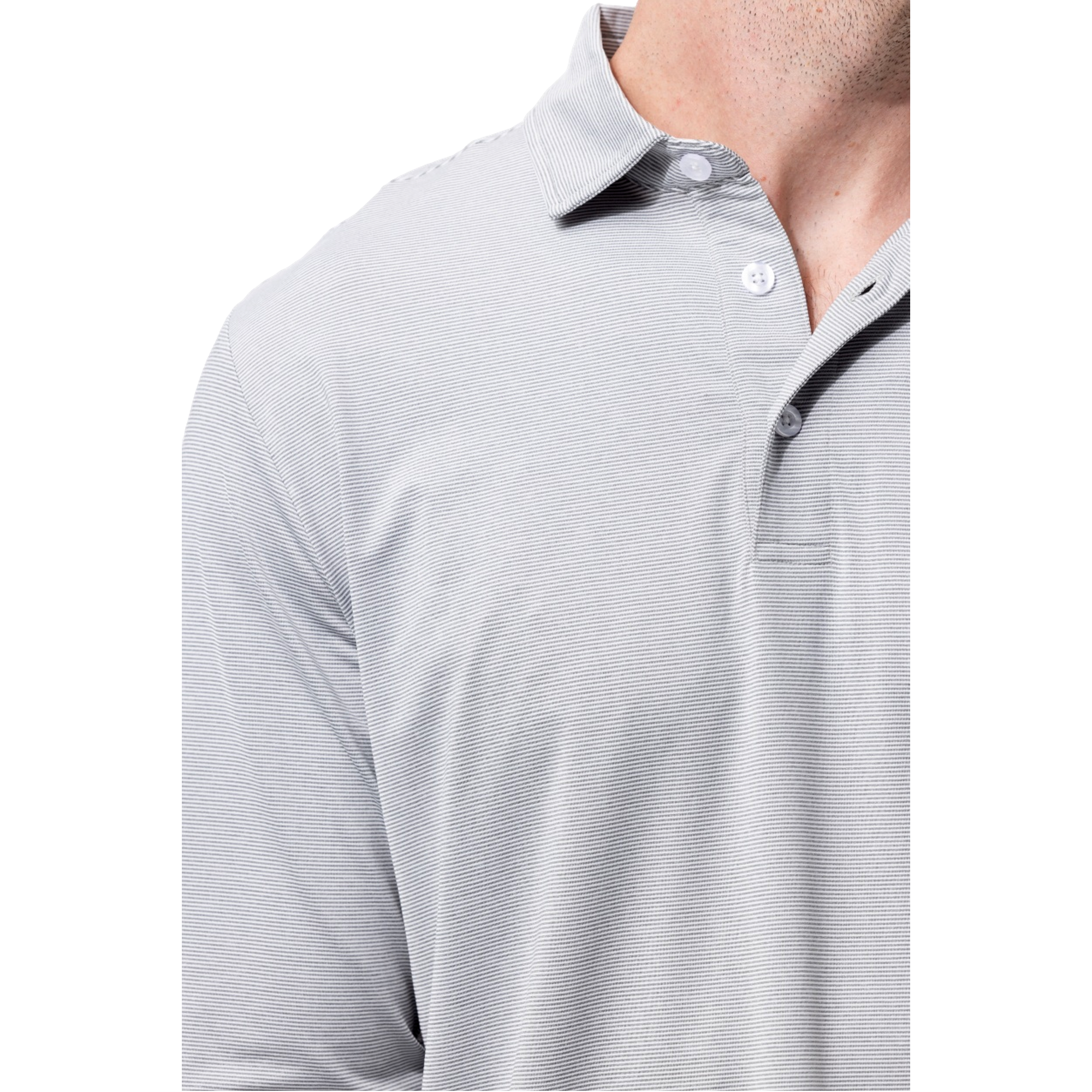 SolMelange Ice Striped Men's Long Sleeve Golf Polo Shirt