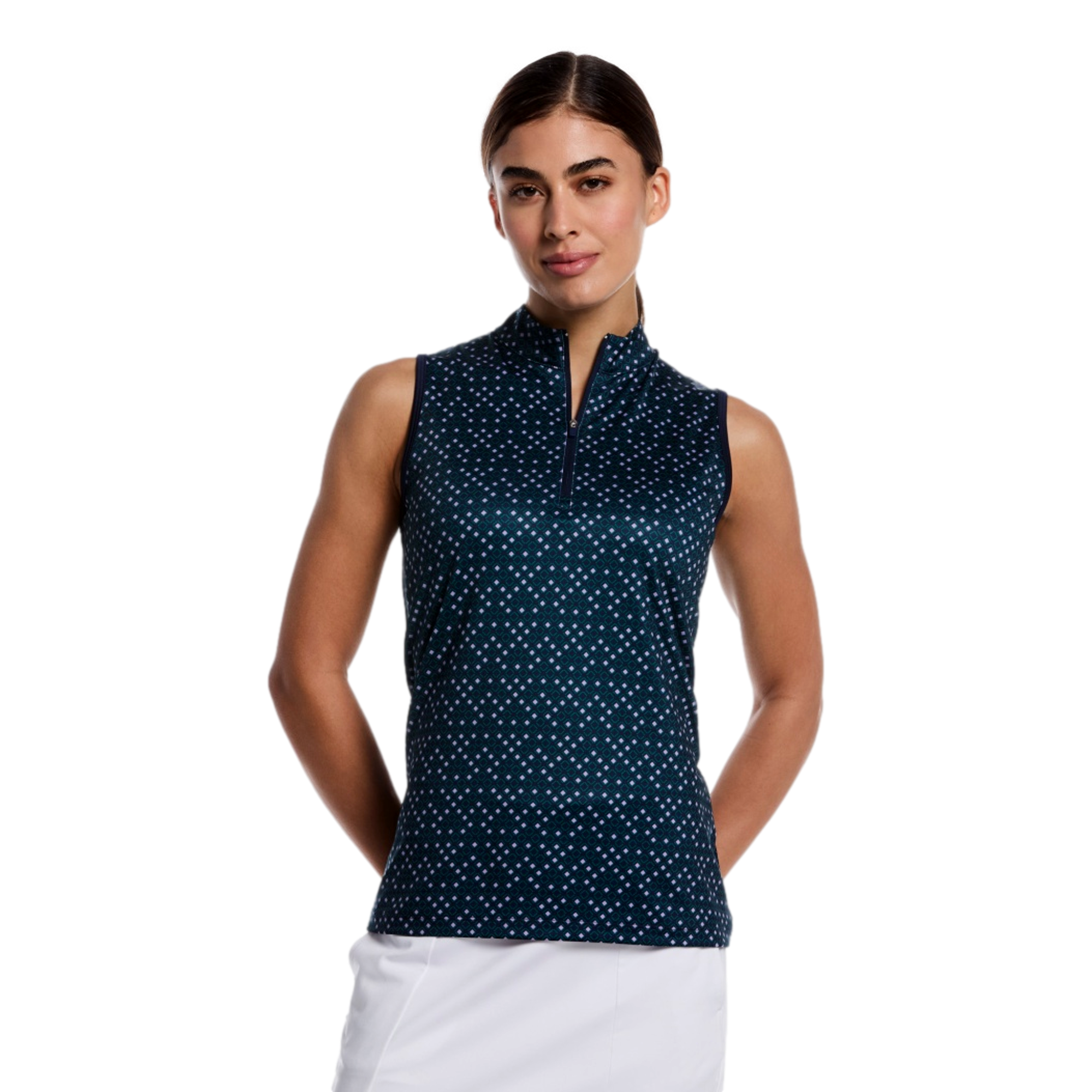 Framing Geo Women's Sleeveless Golf Polo Shirt