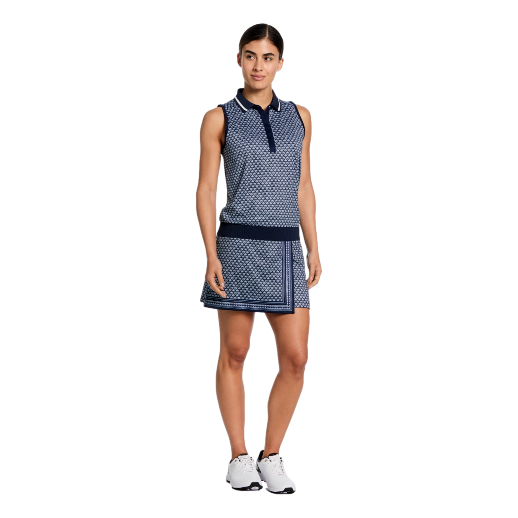 Scarf Geo Print Women's Sleeveless Golf Polo Shirt