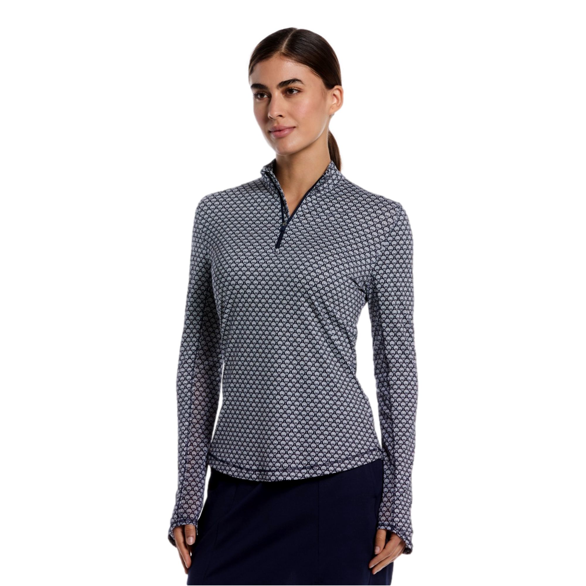 Geo Print Sun Protection Women's Golf Quarter Zip