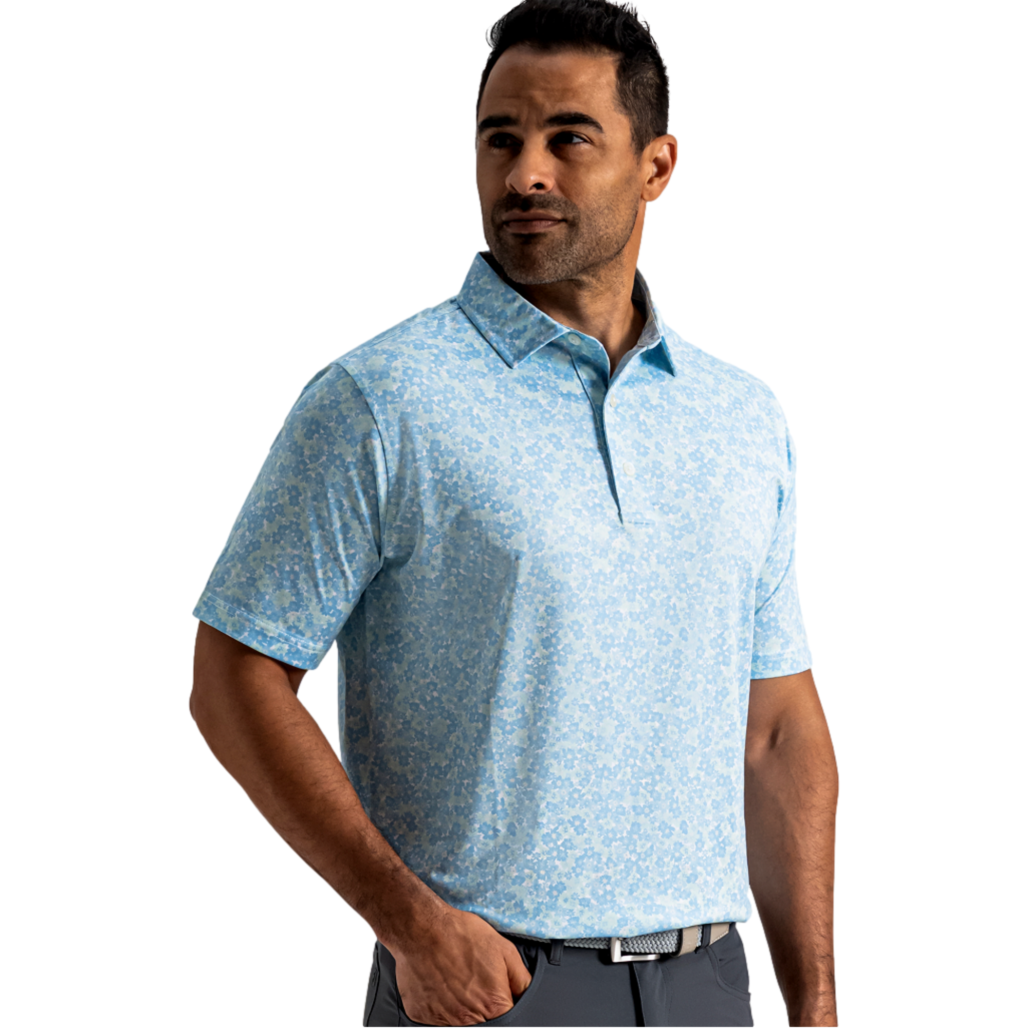 Multi Floral Lisle Men's Golf Polo Shirt