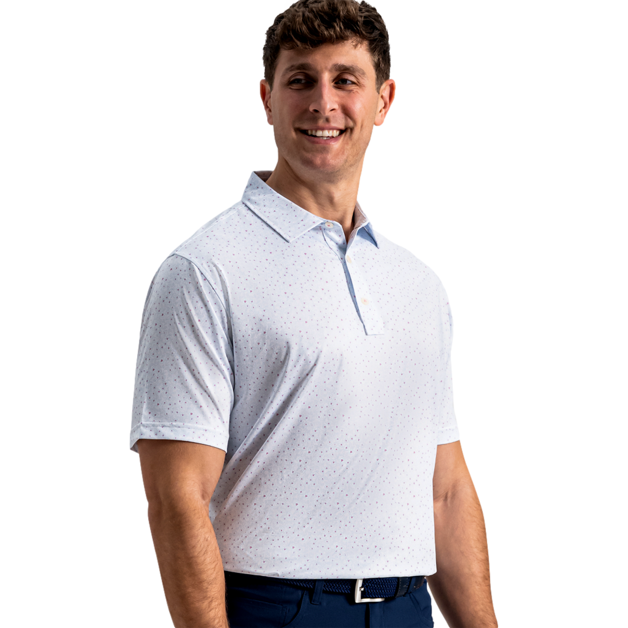 Linework Floral Lisle Men's Golf Polo Shirt