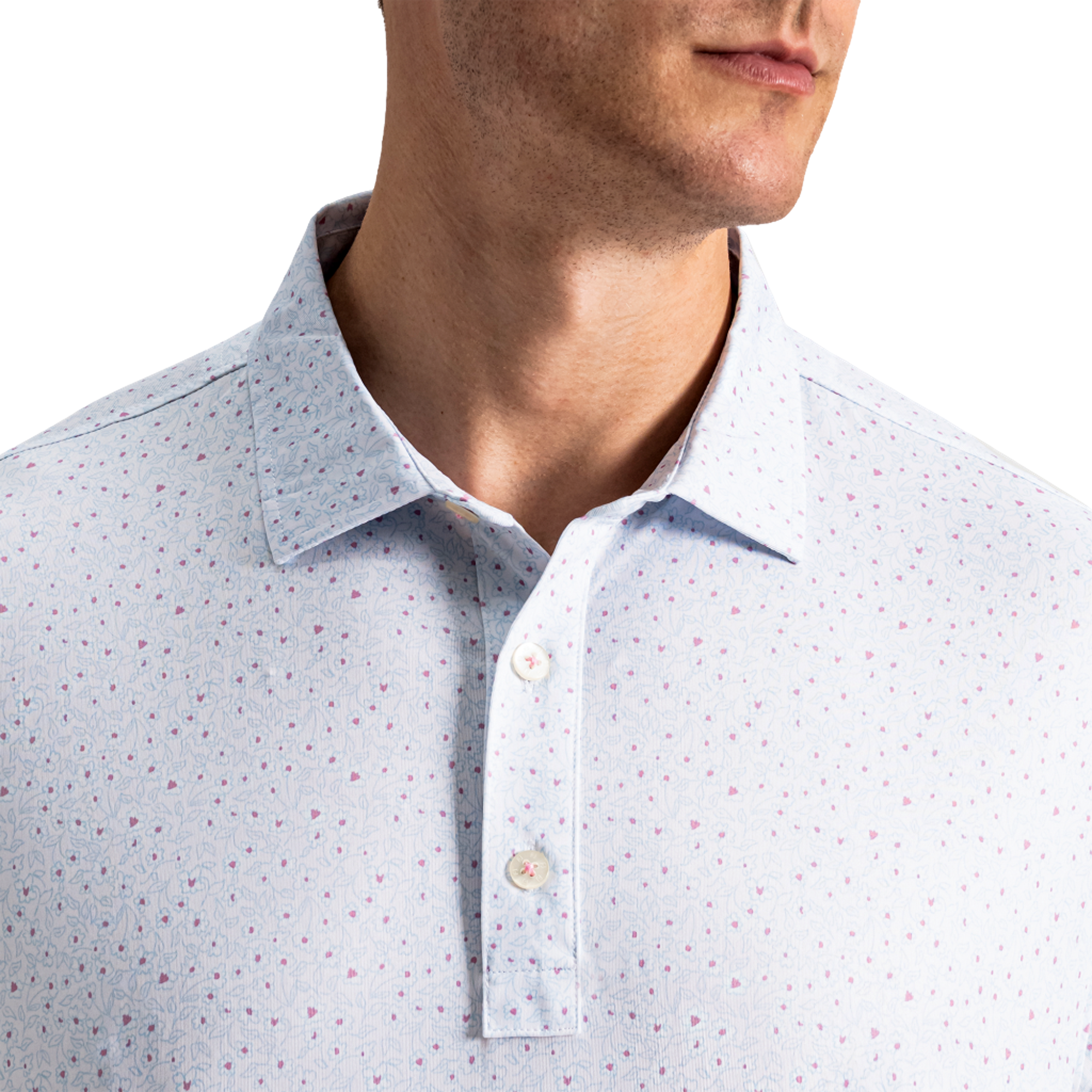 Linework Floral Lisle Men's Golf Polo Shirt