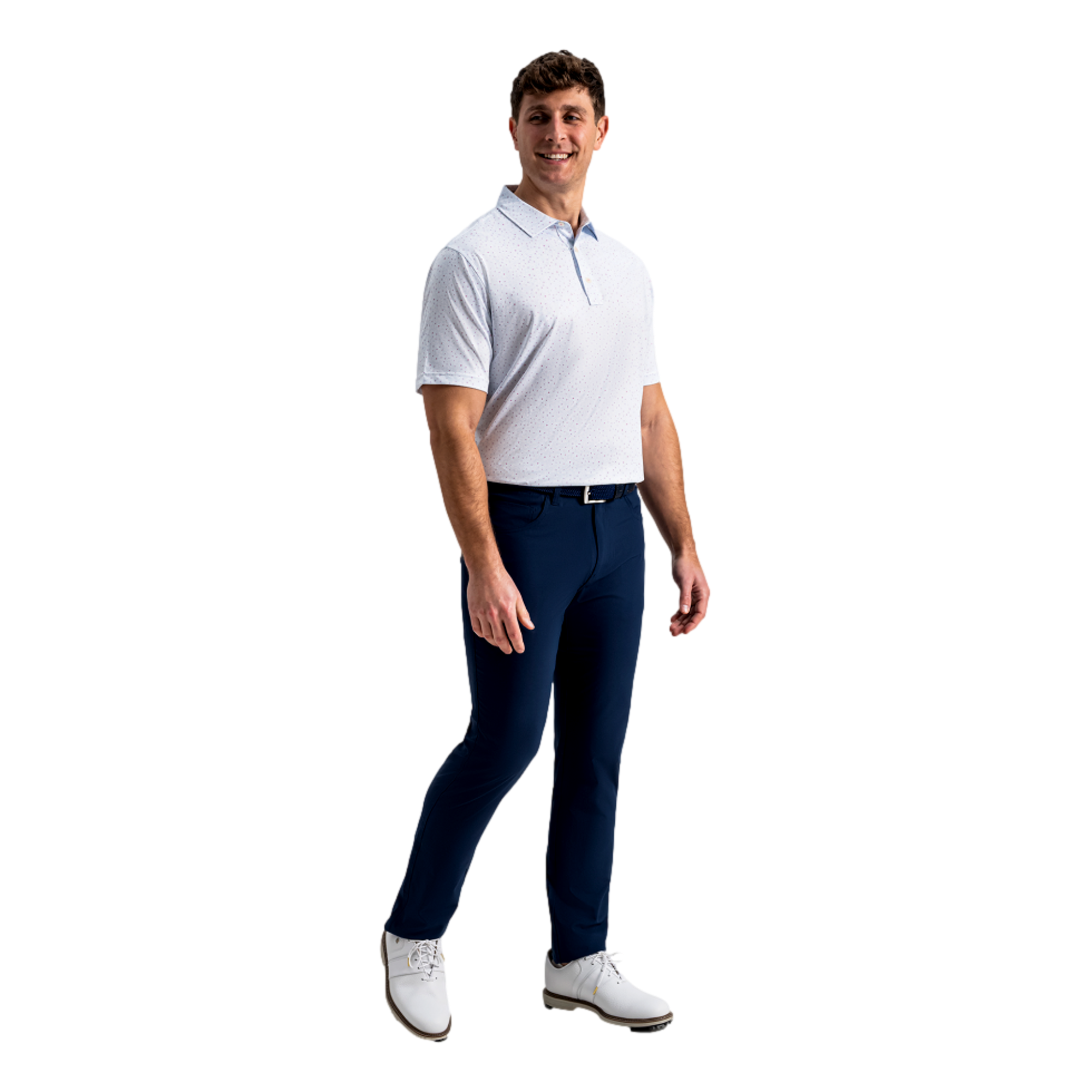 Linework Floral Lisle Men's Golf Polo Shirt