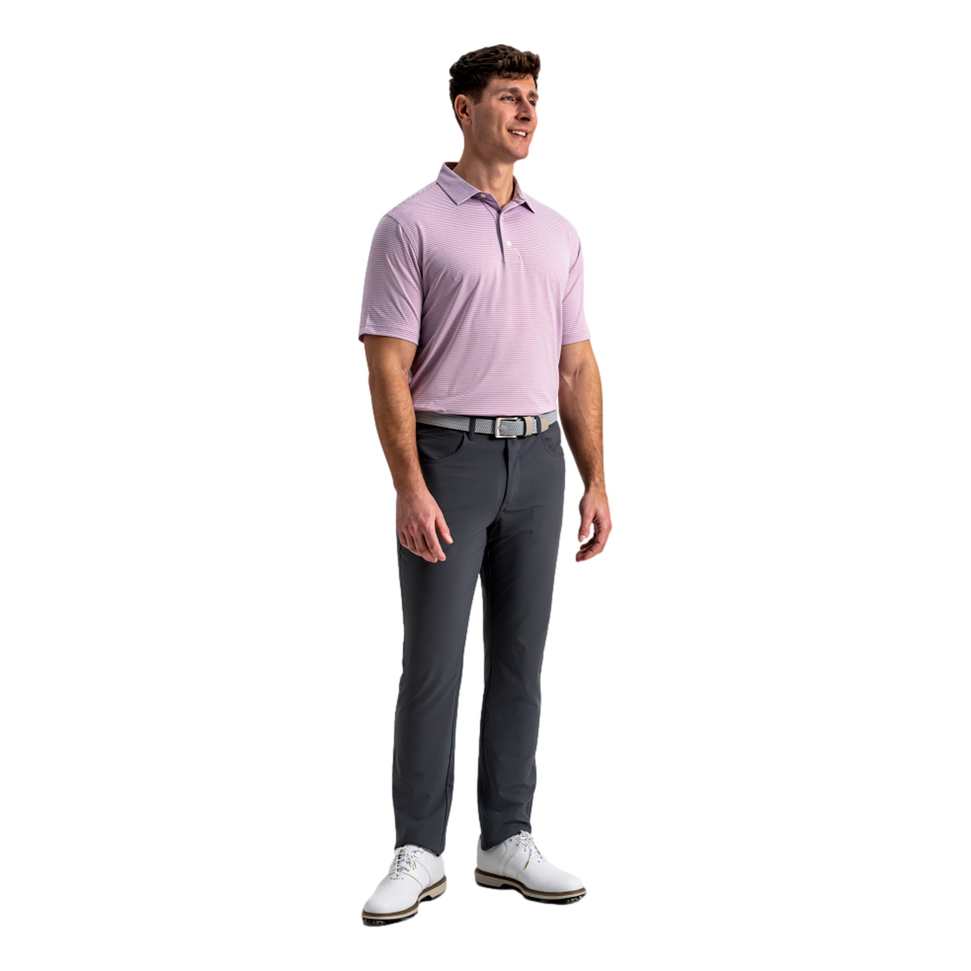Heather Feeder Stripe Lisle Men's Golf Polo Shirt