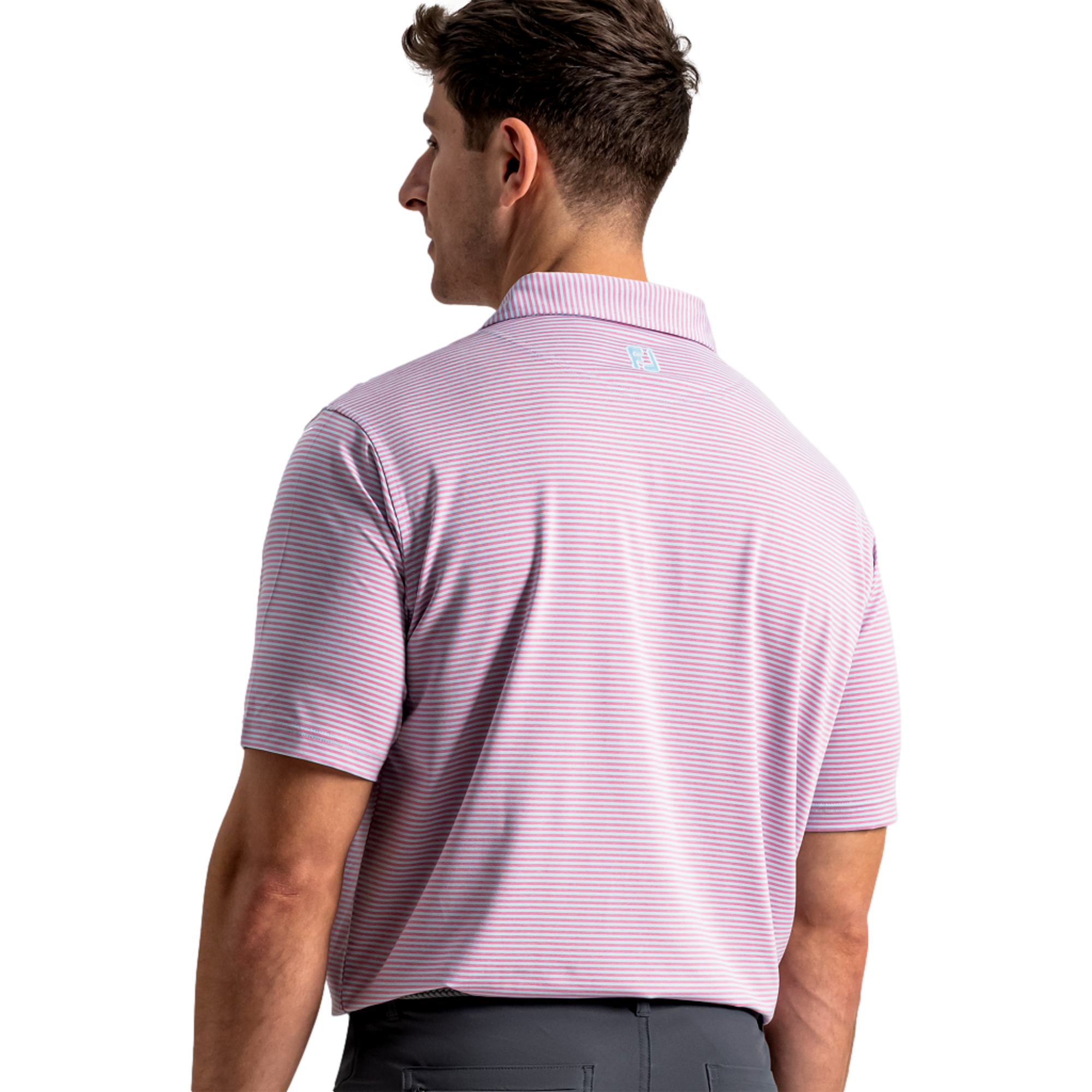 Heather Feeder Stripe Lisle Men's Golf Polo Shirt