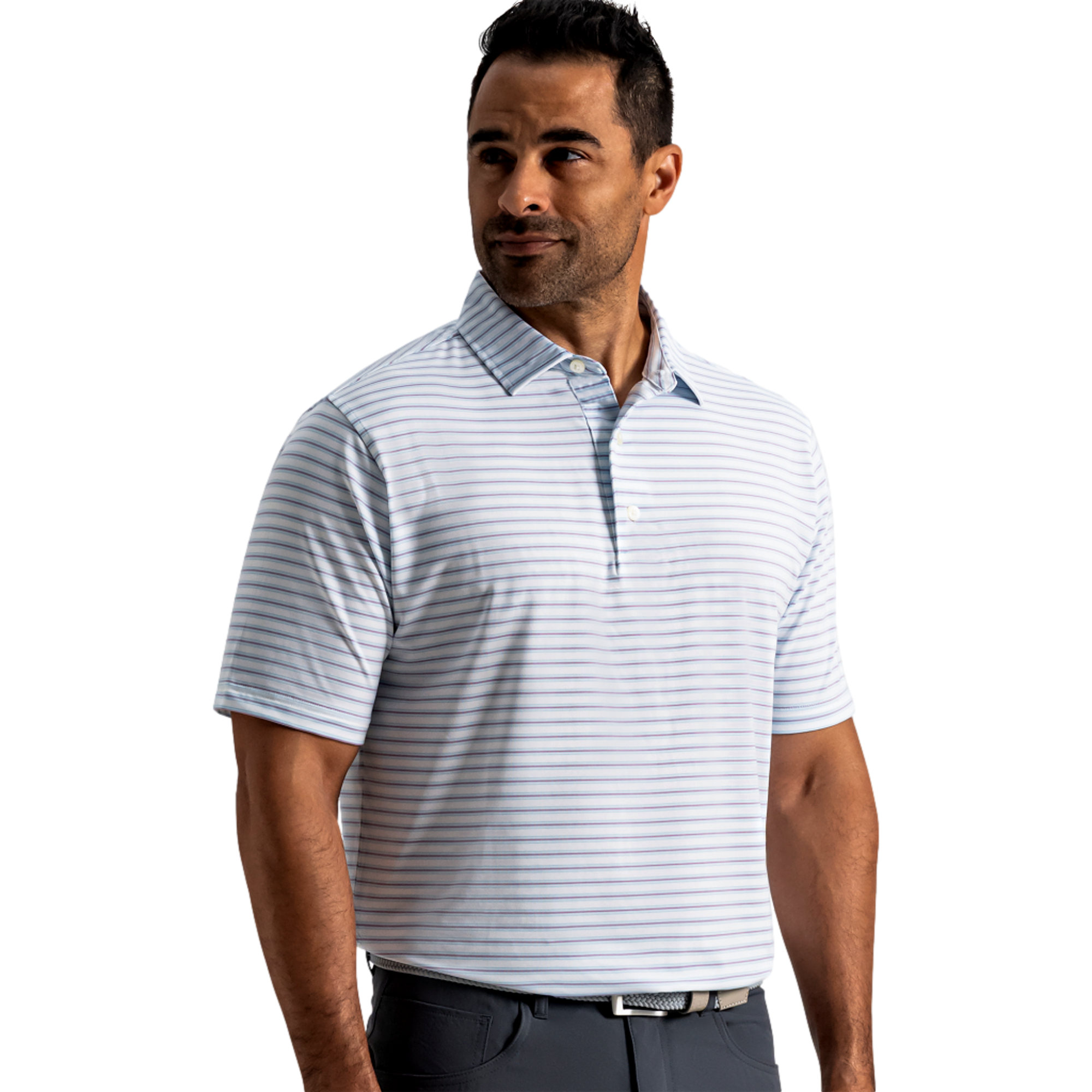 Level Stripe Lisle Men's Golf Polo Shirt