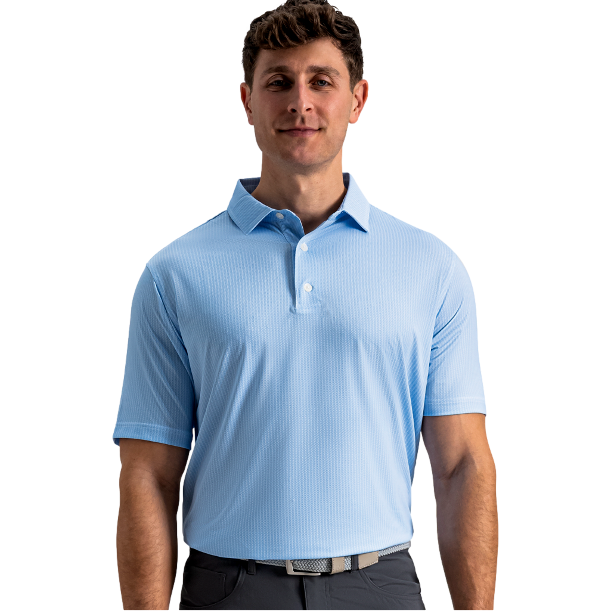 Basic Tee Time Print Lisle Men's Golf Polo Shirt