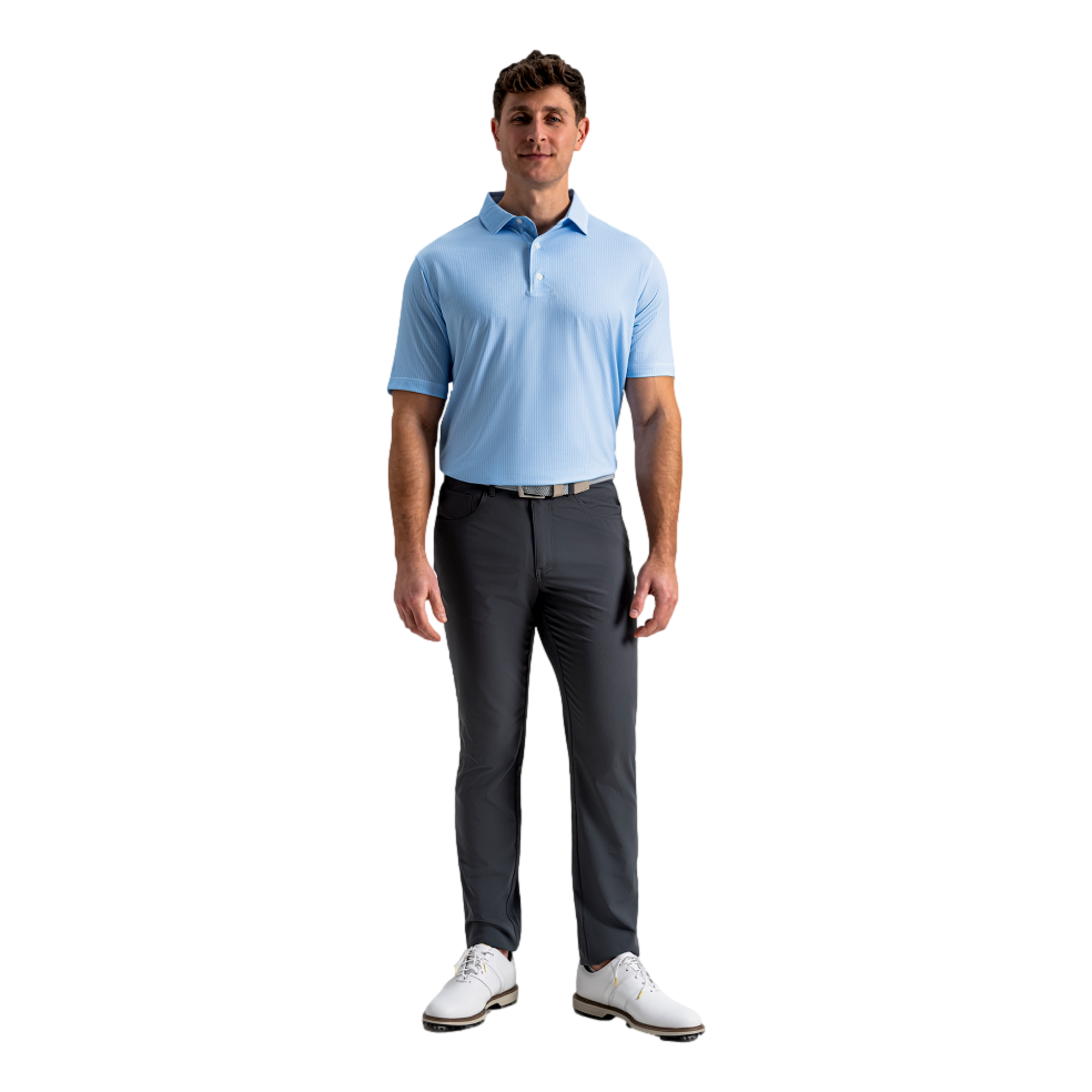 Basic Tee Time Print Lisle Men's Golf Polo Shirt