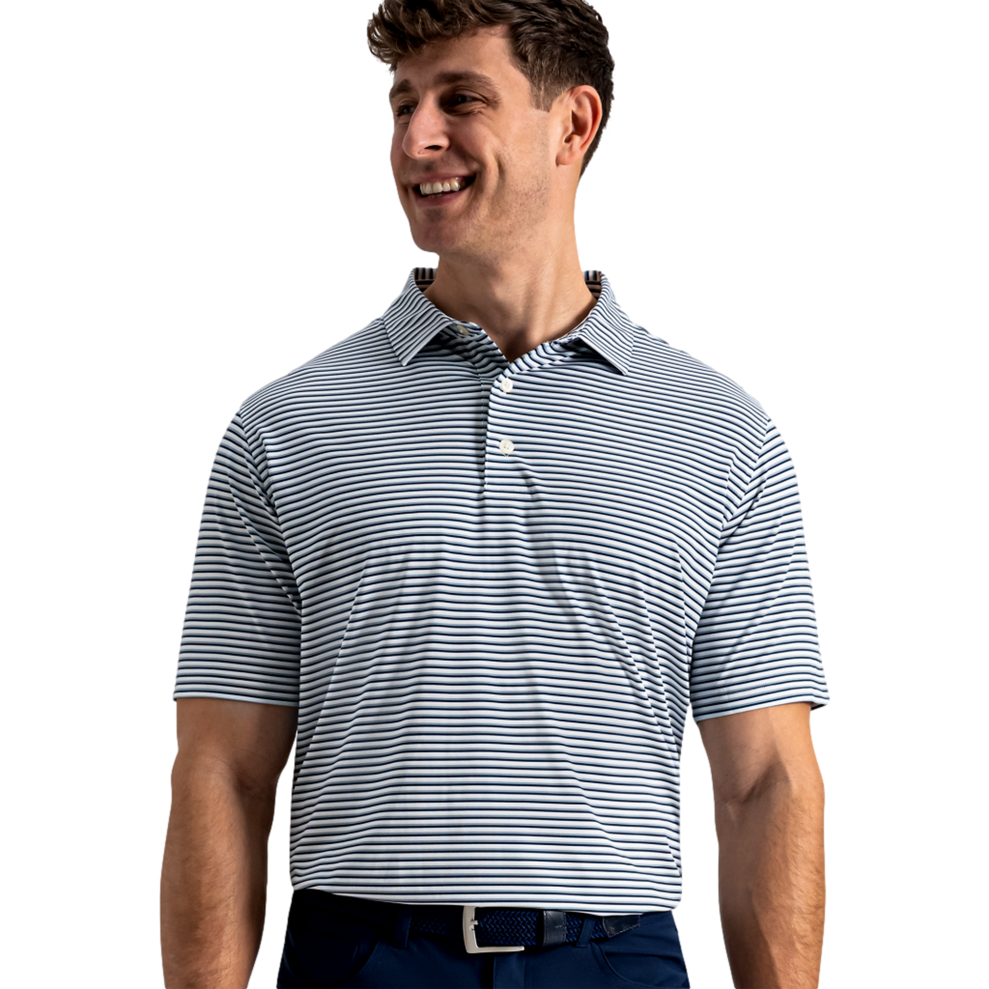Gradient Stripe Lisle Men's Golf Polo Shirt