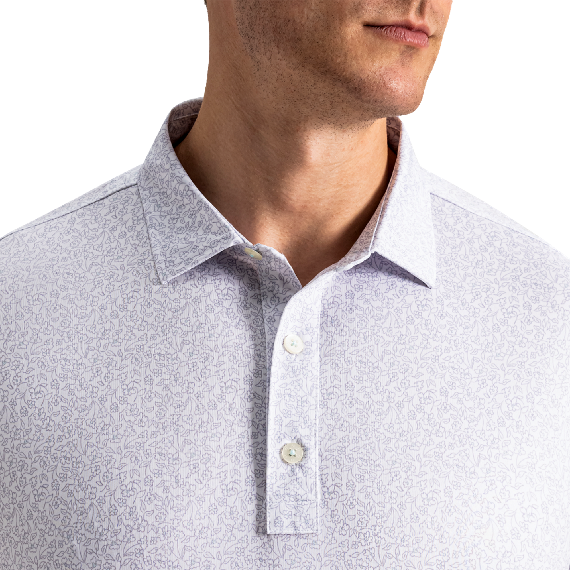 Linework Floral Lisle Men's Golf Polo Shirt