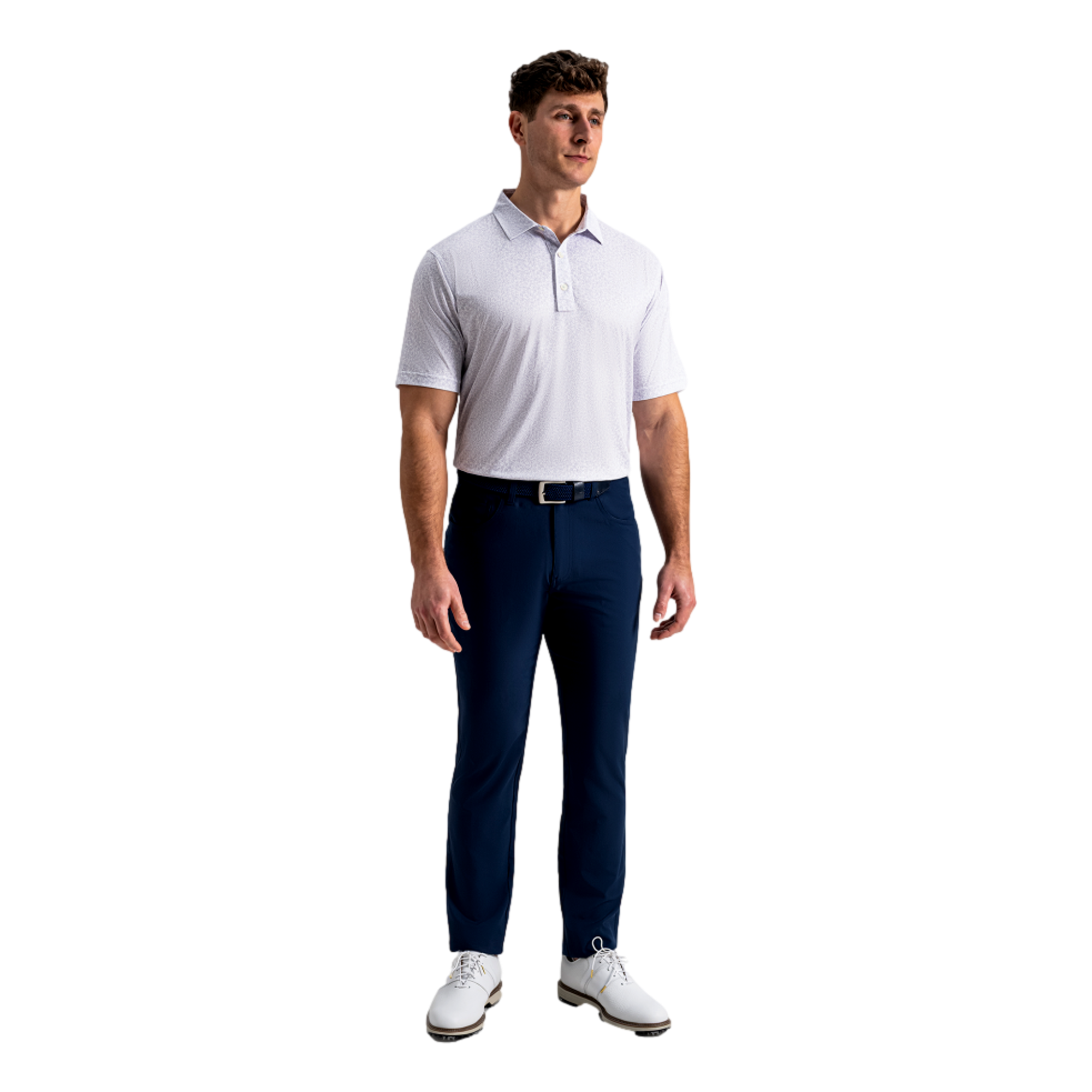 Linework Floral Lisle Men's Golf Polo Shirt