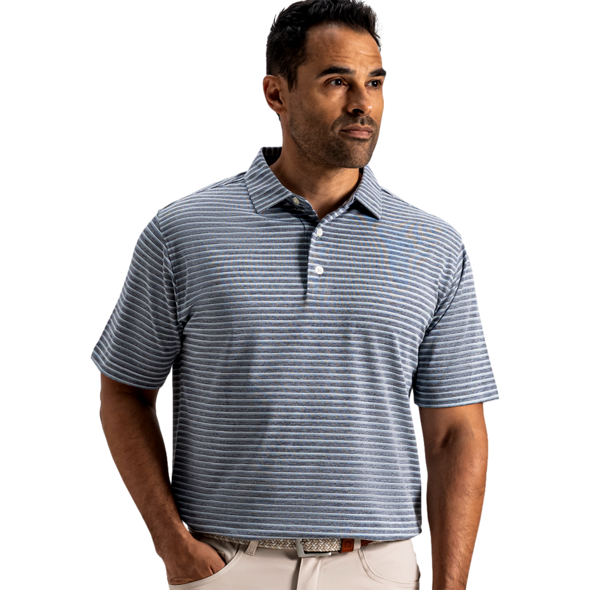 Heather Pin Pop Men's Golf Polo Shirt