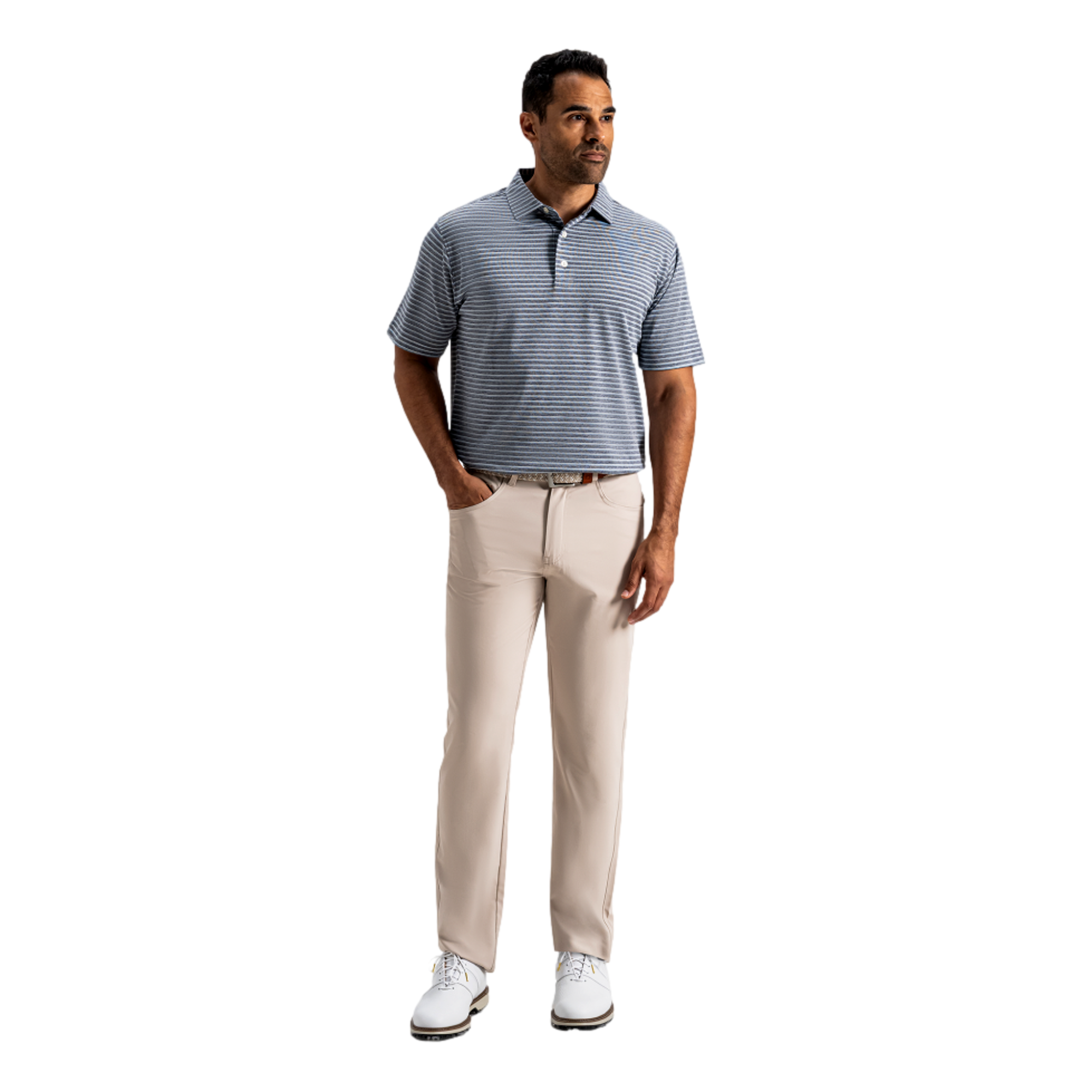 Heather Pin Pop Men's Golf Polo Shirt
