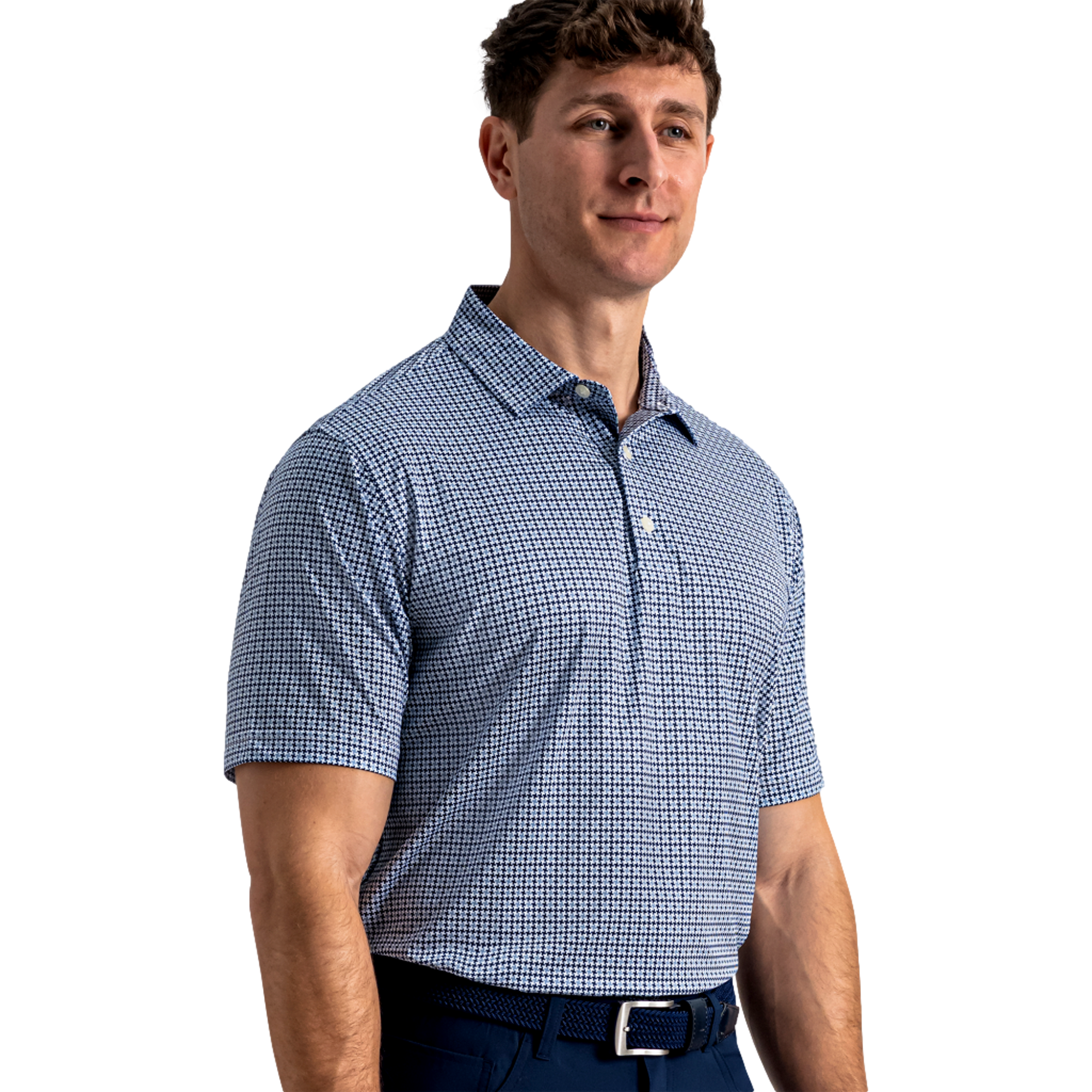 Houndtooth Lisle Men's Golf Polo Shirt