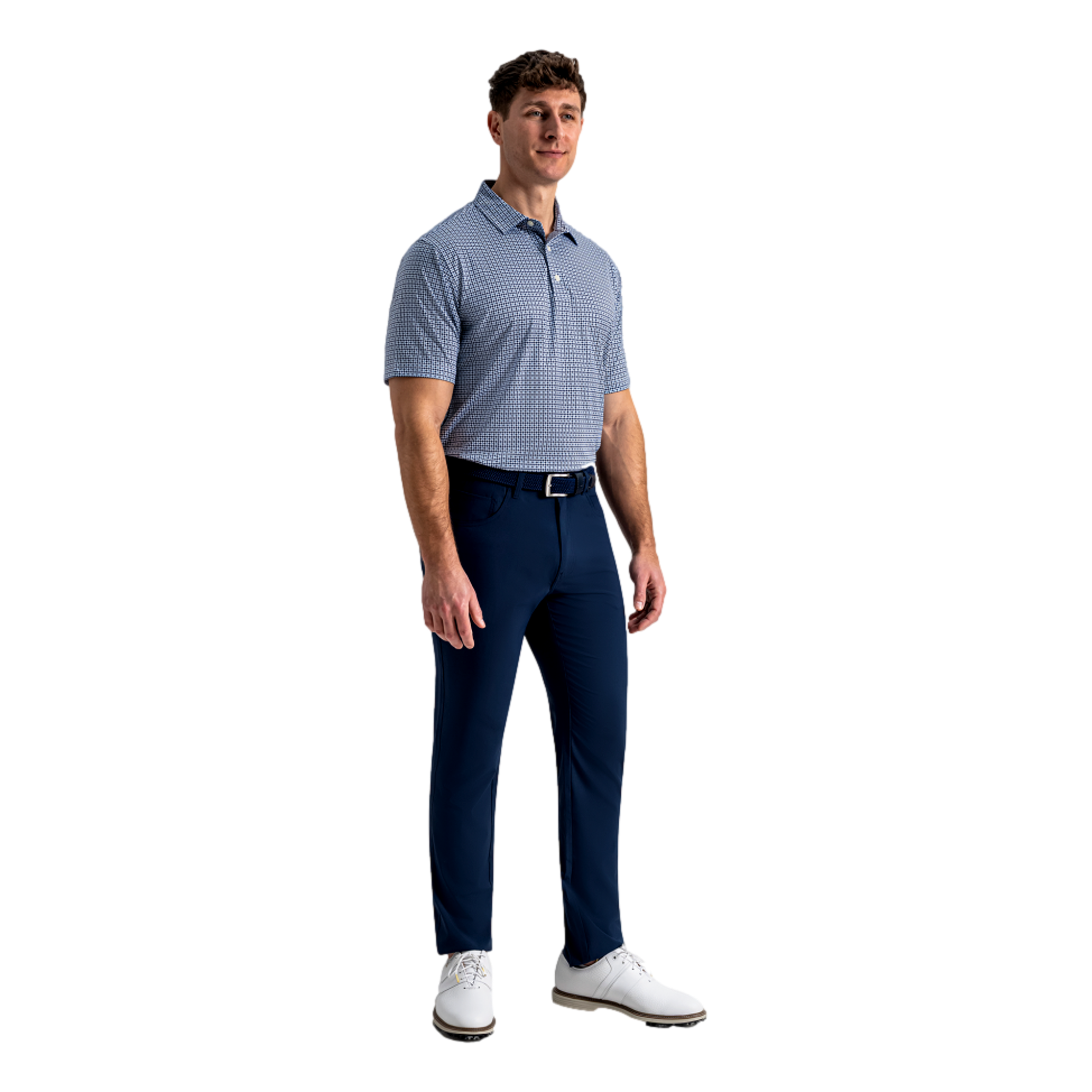 Houndtooth Lisle Men's Golf Polo Shirt