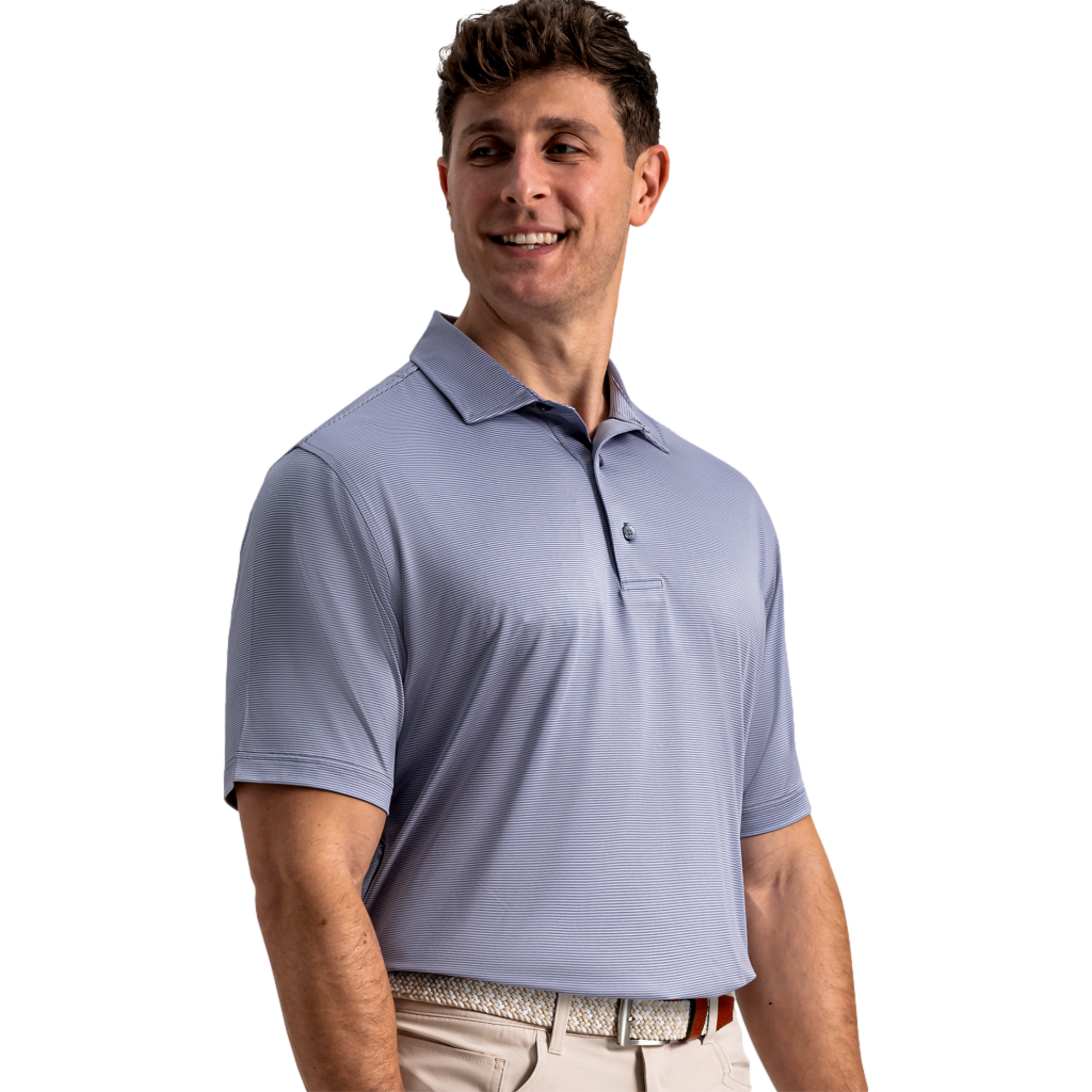 MicroFeeder Stripe Lisle Men's Golf Polo Shirt