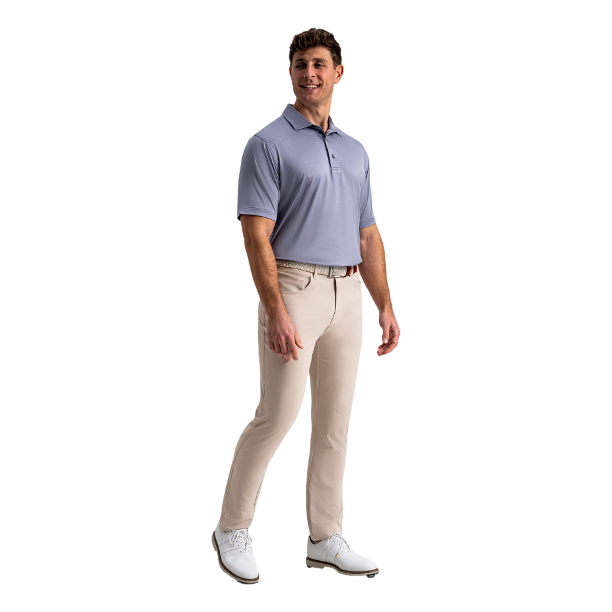 MicroFeeder Stripe Lisle Men's Golf Polo Shirt
