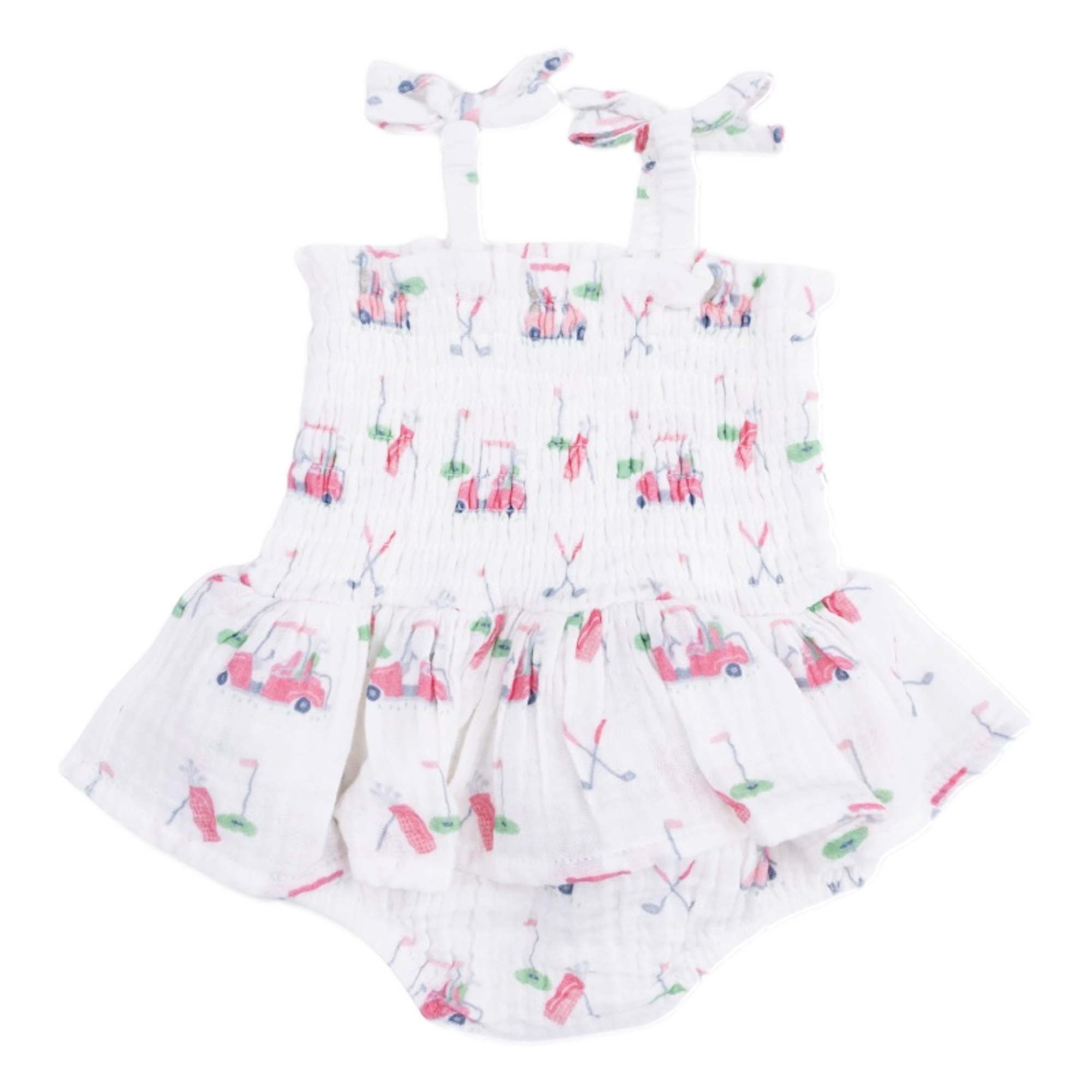 Golf Carts Pink Girl's Smocked Bubble & Skirt