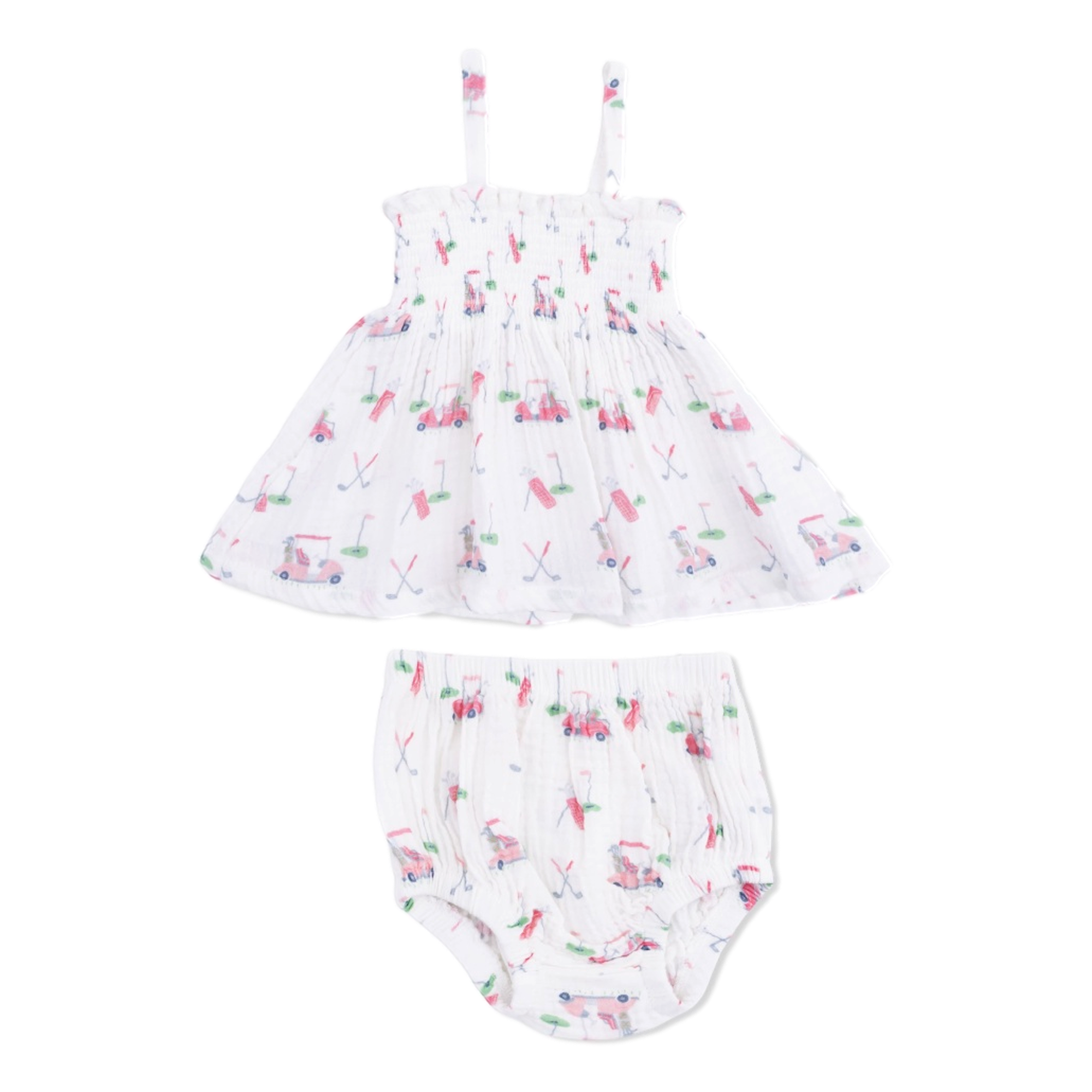 Baby Golf Carts Pink Girls Smocked Top & Bloomer
