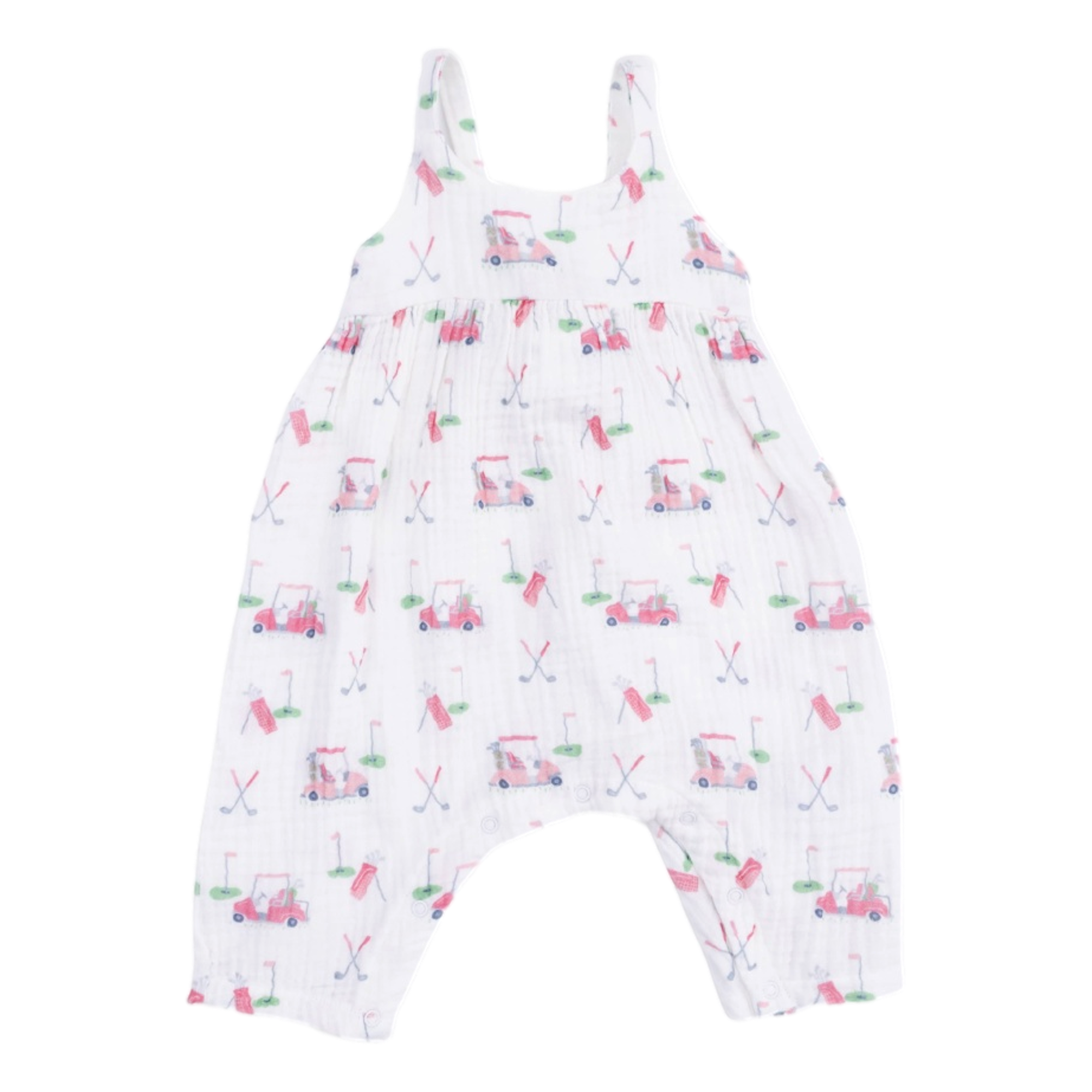 Baby Golf Carts Pink Girl's Tie Back Romper