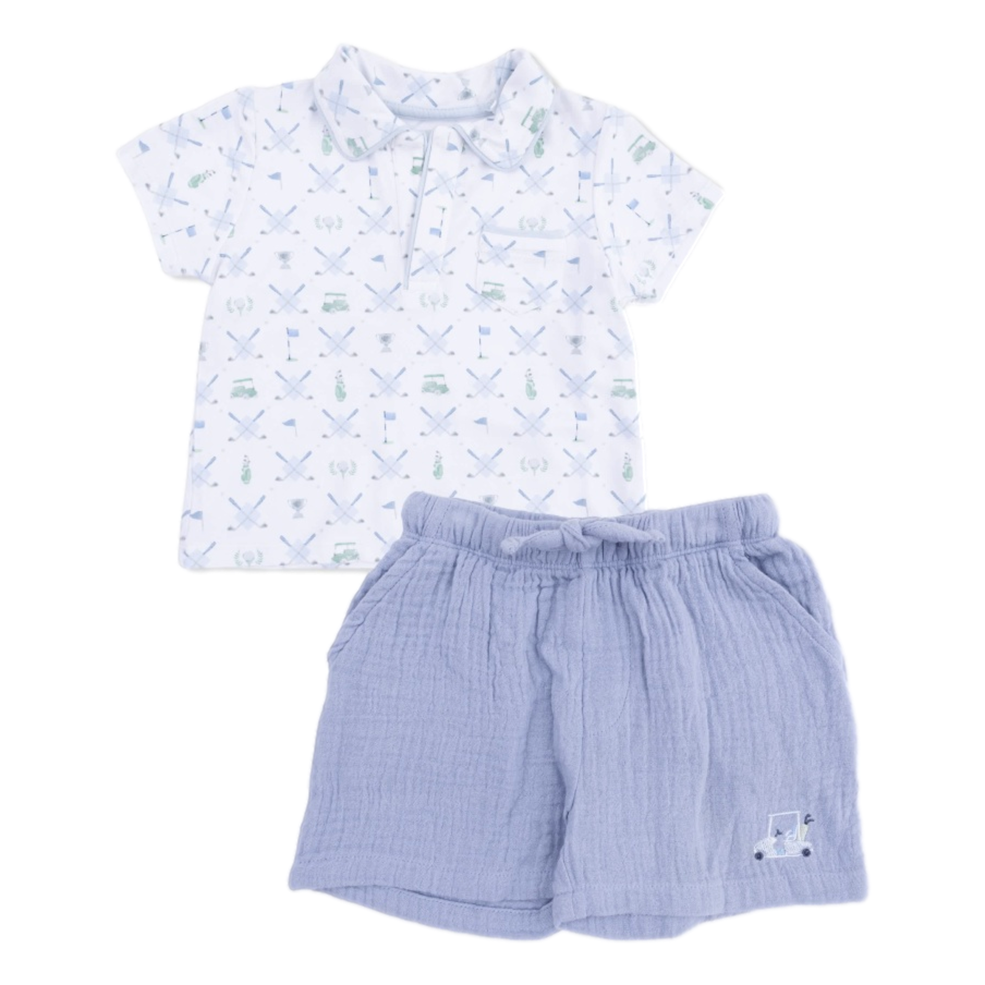 Golf Trellis Blue Boy's Polo & Casual Short