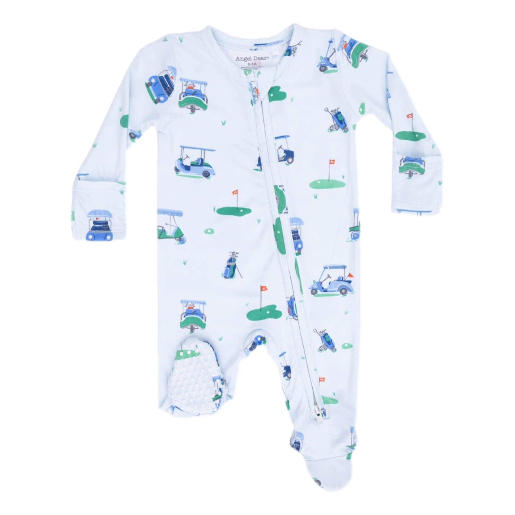 Vintage Golf Carts Blue Boy's 2 Way Zipper Footie