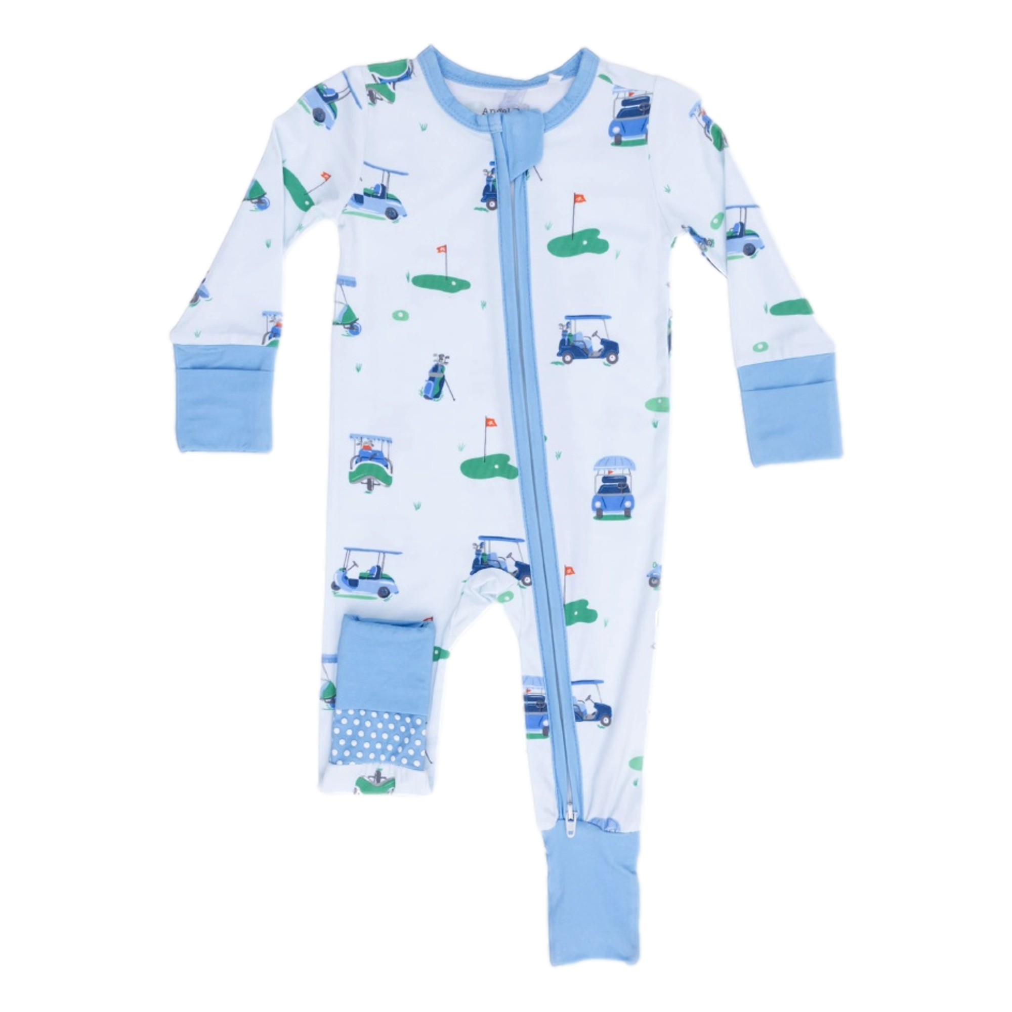Vintage Golf Carts Blue Boy's Convertible Romper