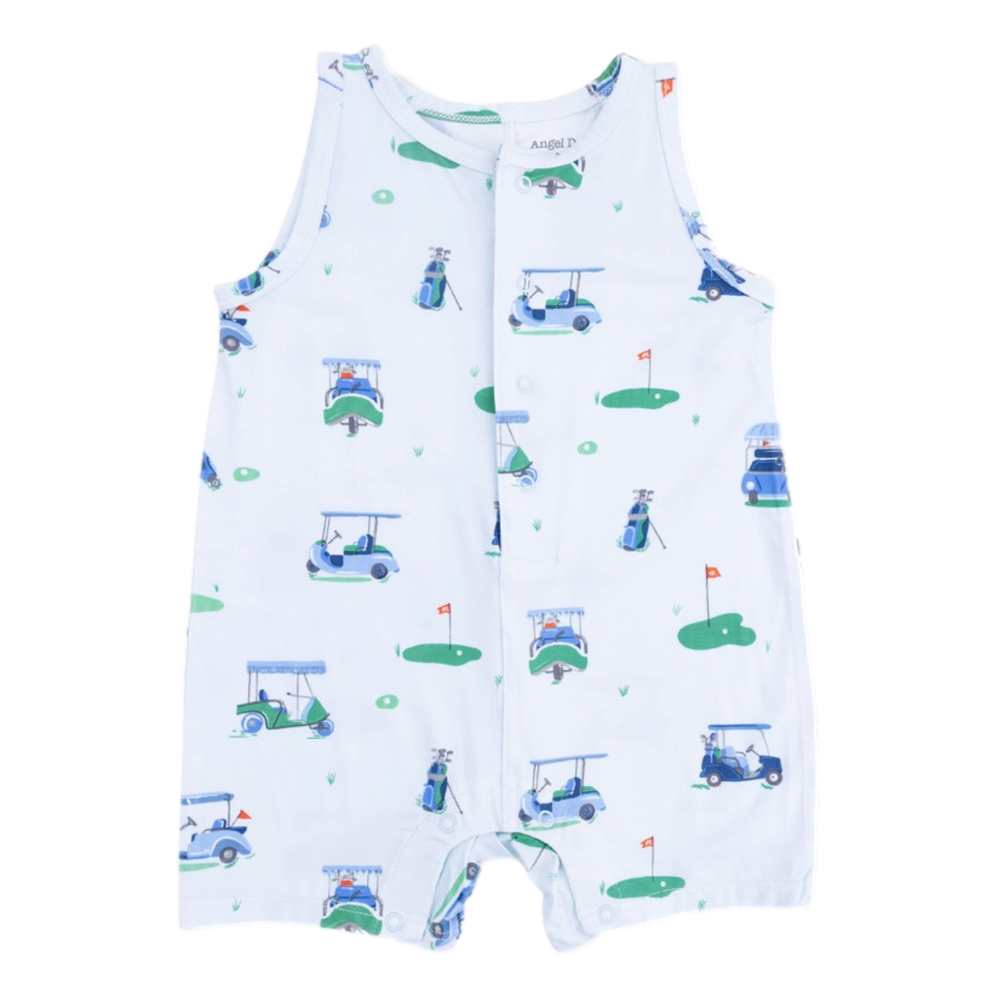 Vintage Golf Carts Blue Boy's Sleeveless Shortie Romper