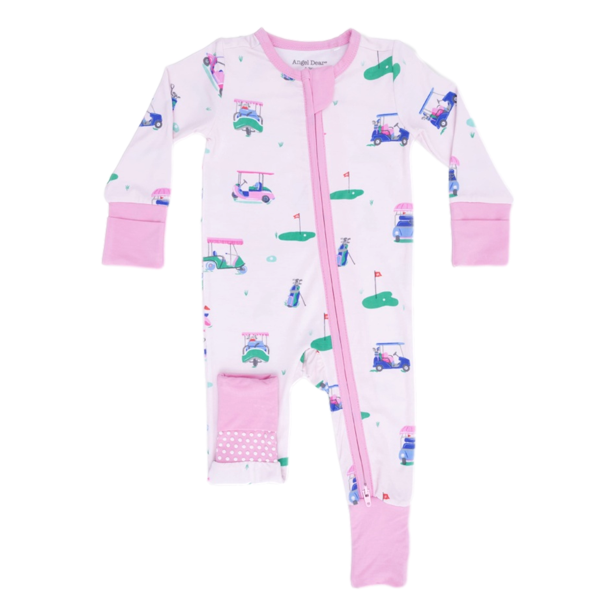 Vintage Golf Carts Pink Girl's Convertible Romper