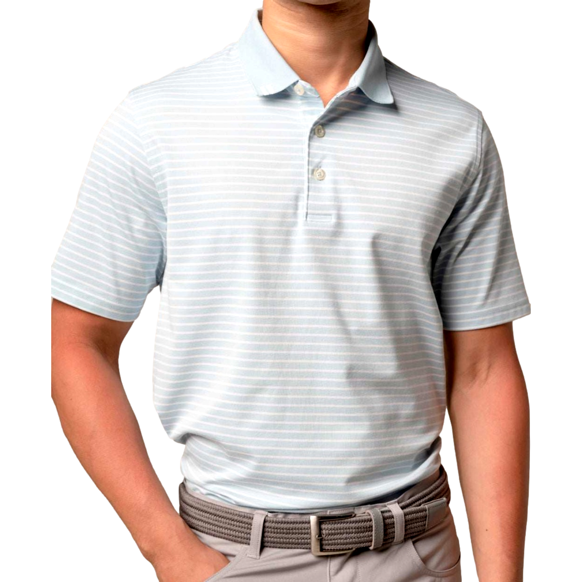 2Bar Stripe Men's Short Sleeve Golf Polo