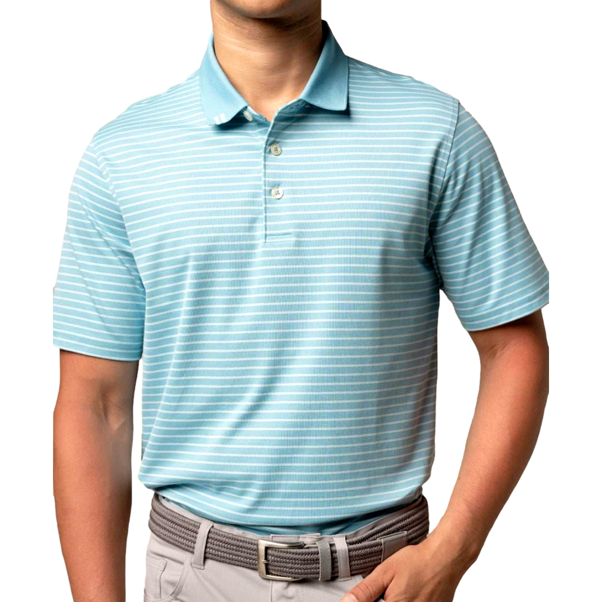 2Bar Stripe Men's Short Sleeve Golf Polo