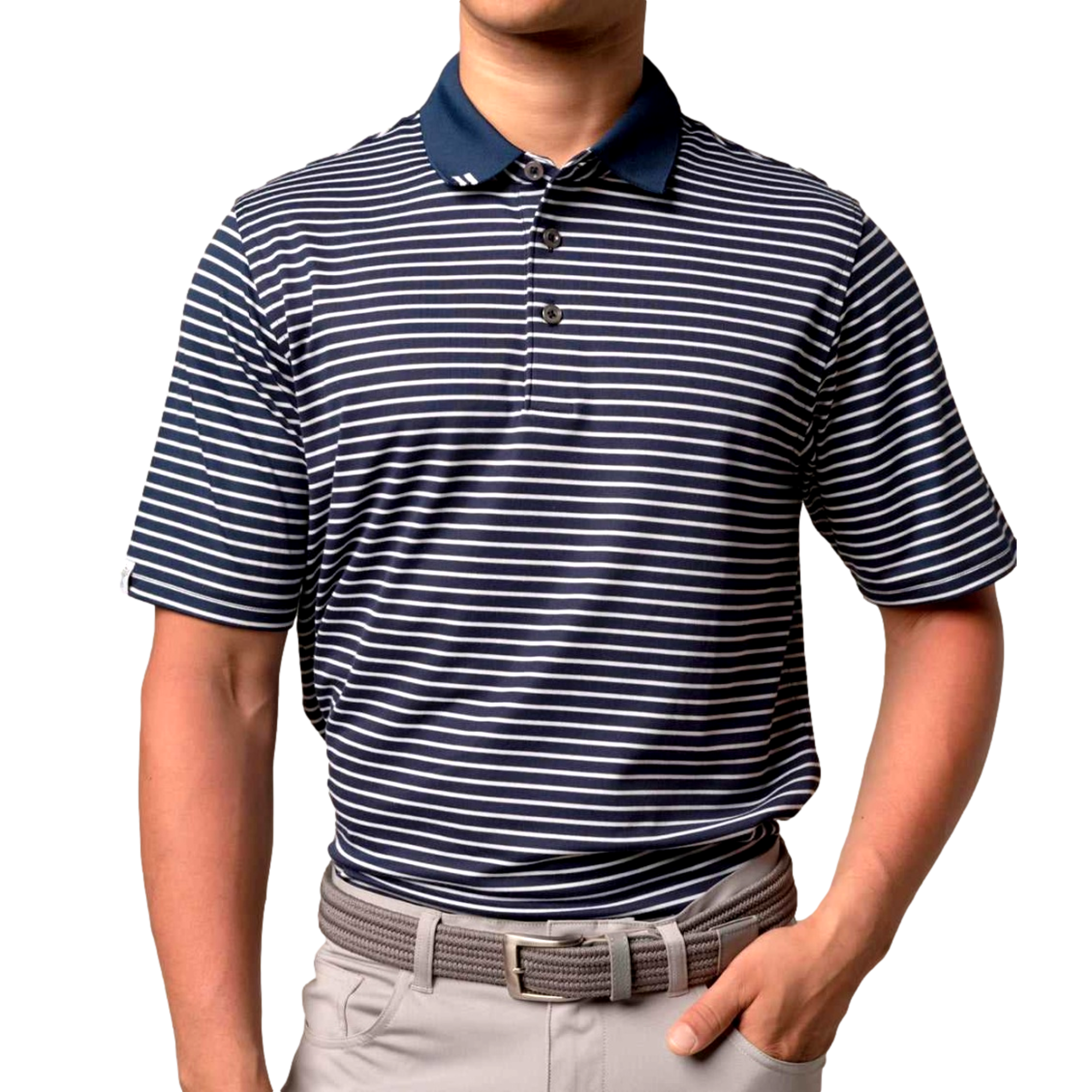 2Bar Stripe Men's Short Sleeve Golf Polo