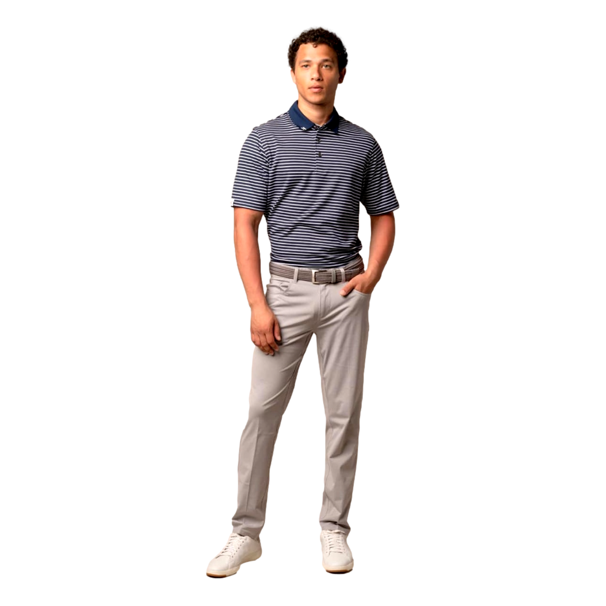 2Bar Stripe Men's Short Sleeve Golf Polo