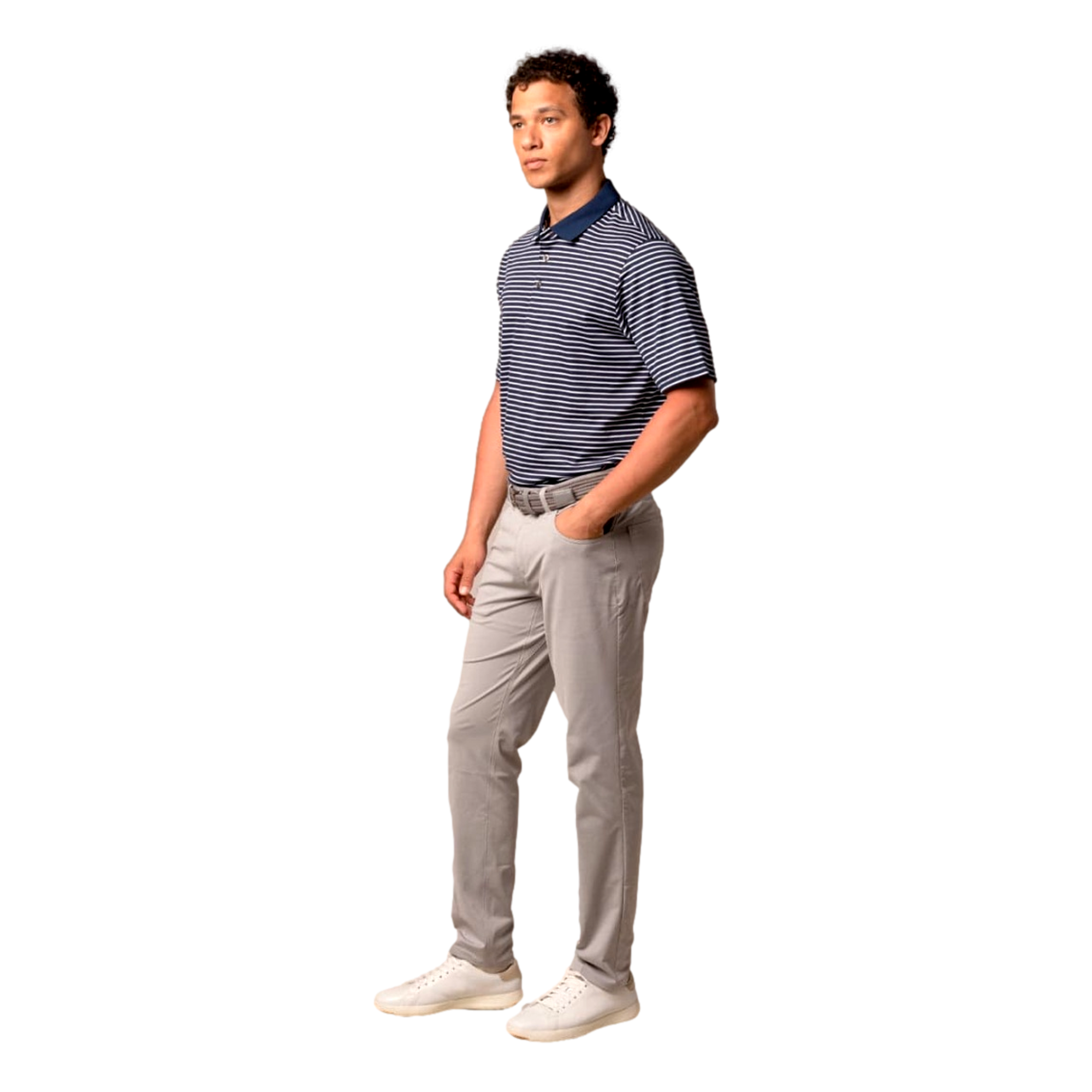 2Bar Stripe Men's Short Sleeve Golf Polo
