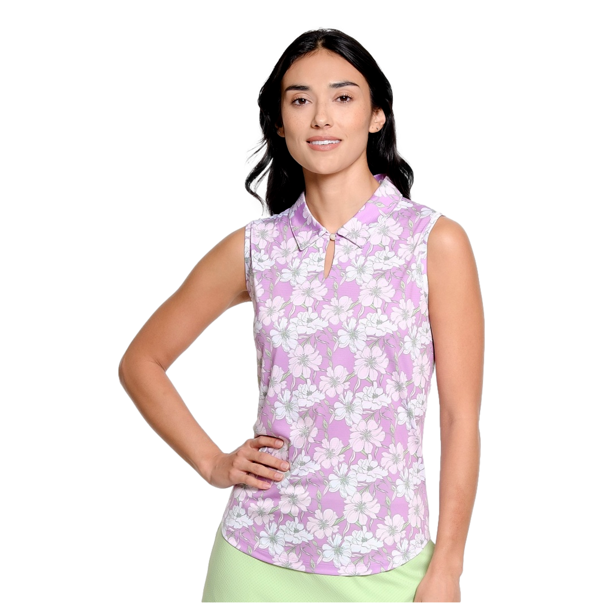 Brittany Print Women's Sleeveless Golf Polo Shirt