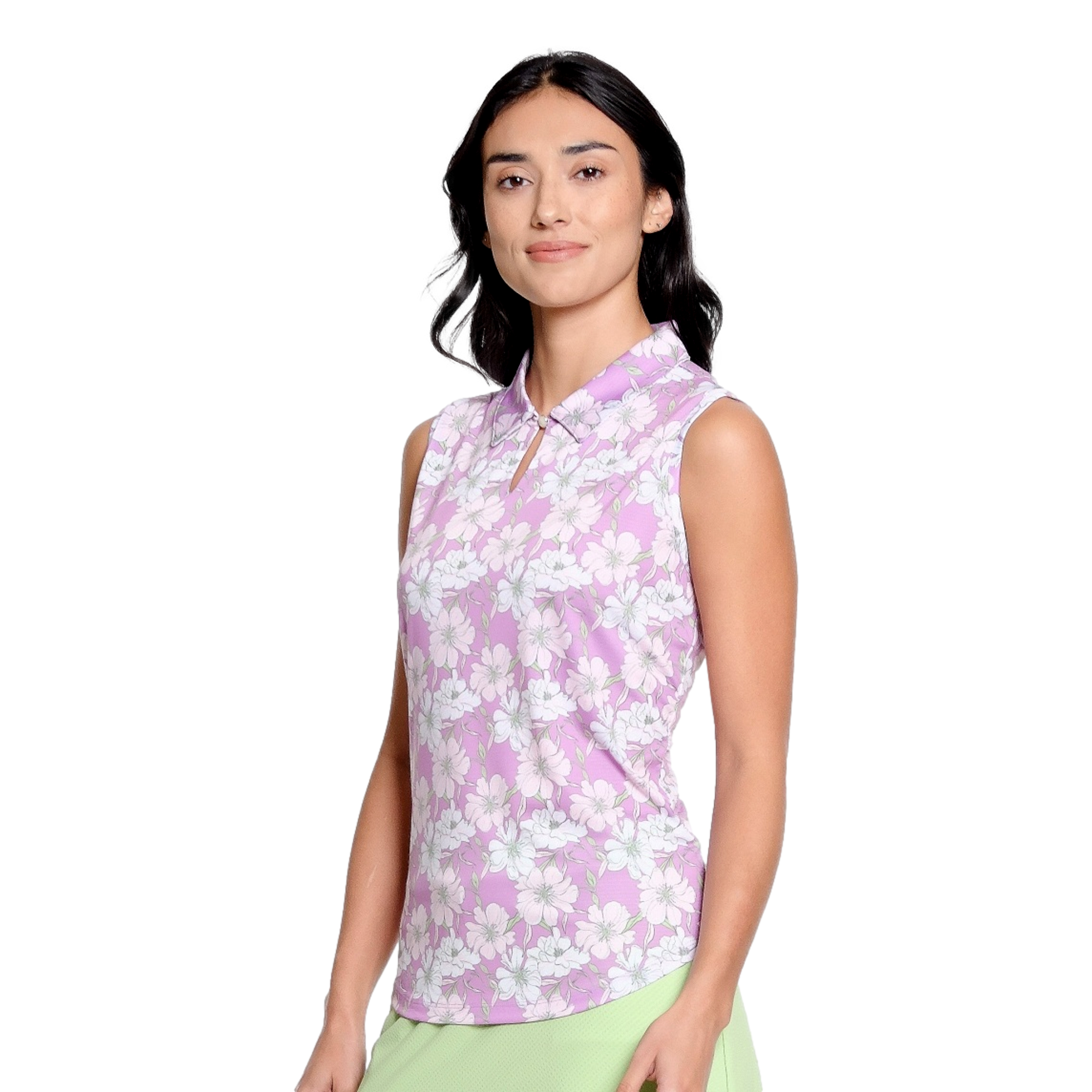 Brittany Print Women's Sleeveless Golf Polo Shirt