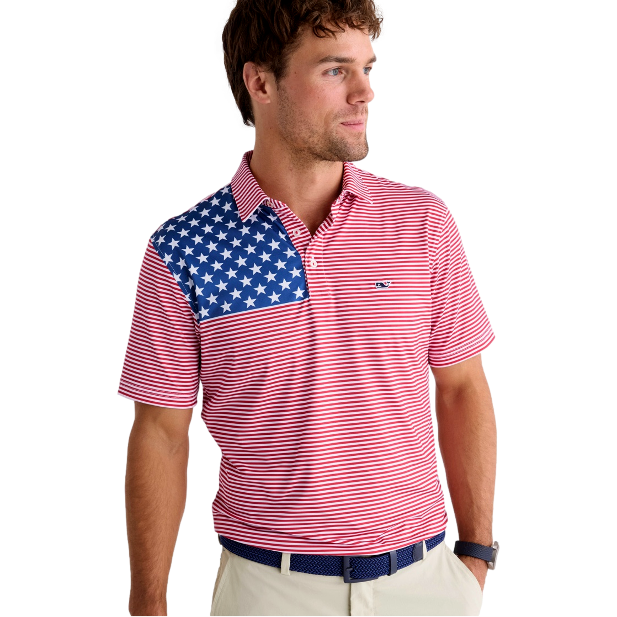Performance American Flag Sankaty Men's Golf Polo Shirt