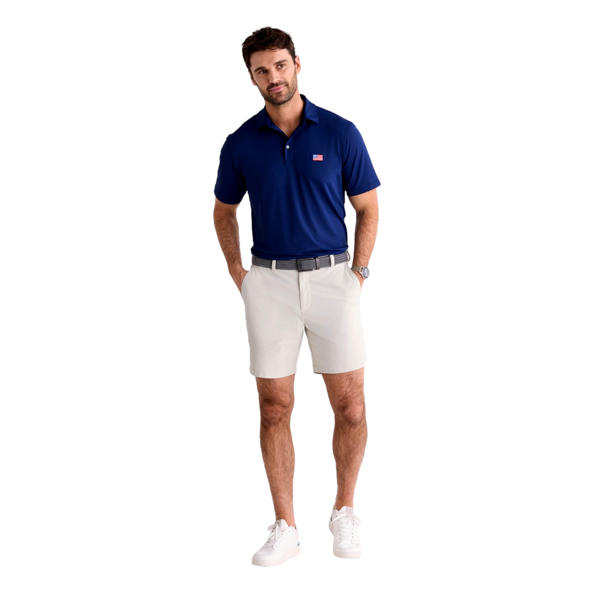Performance American Flag Solid Sankaty Men's Golf Polo Shirt