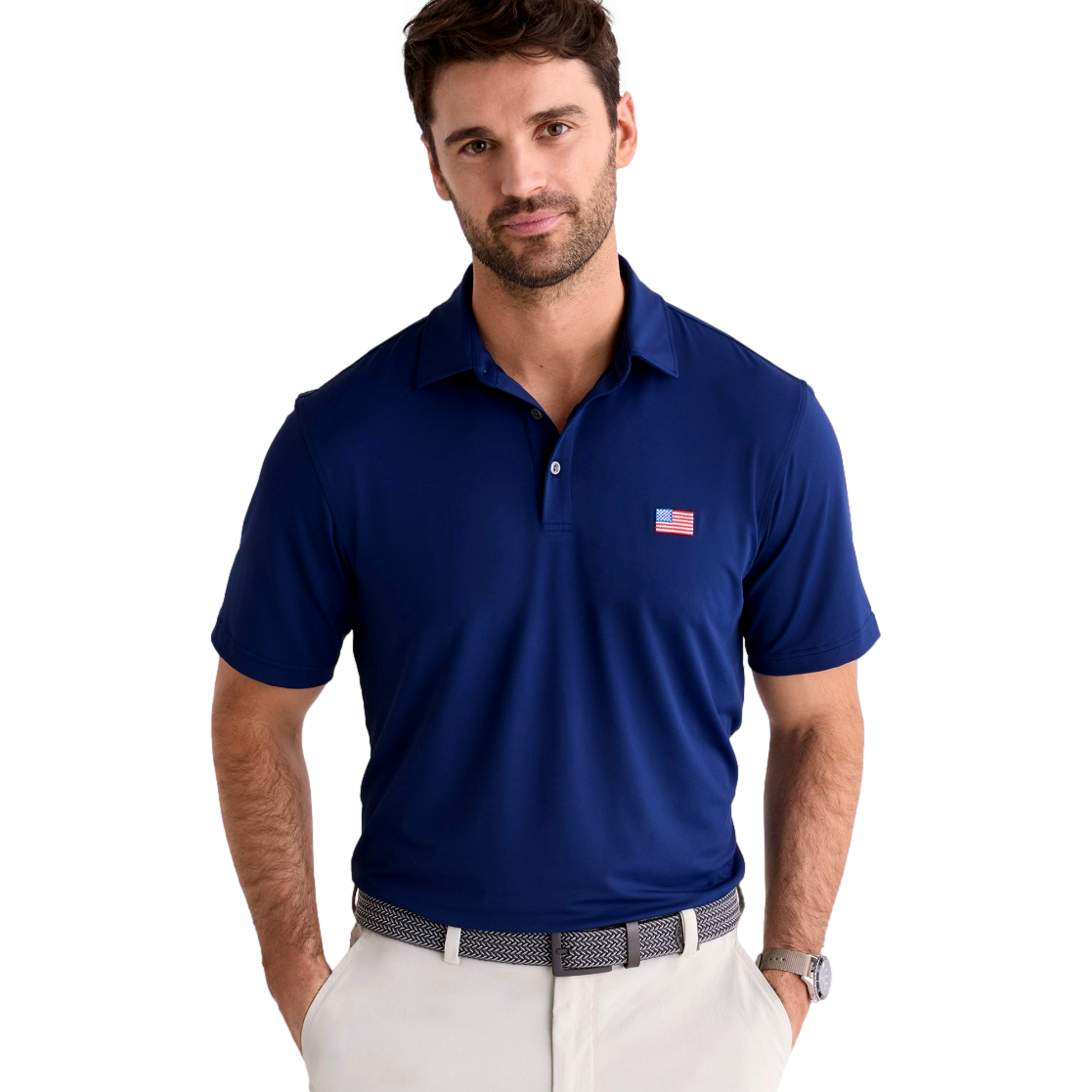 Performance American Flag Solid Sankaty Men's Golf Polo Shirt