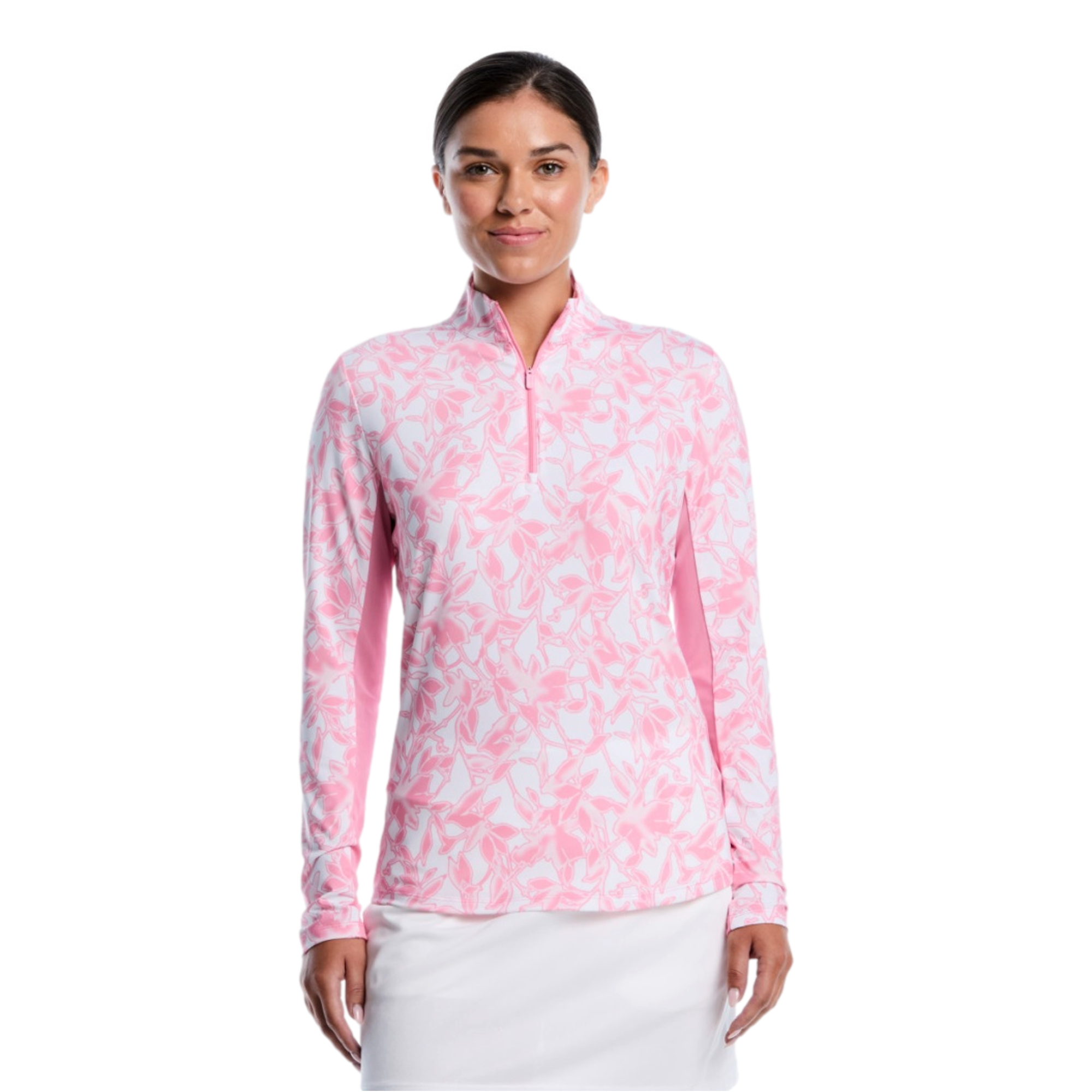 Watercolor Floral Sun Protection Women's Golf Quarter Zip