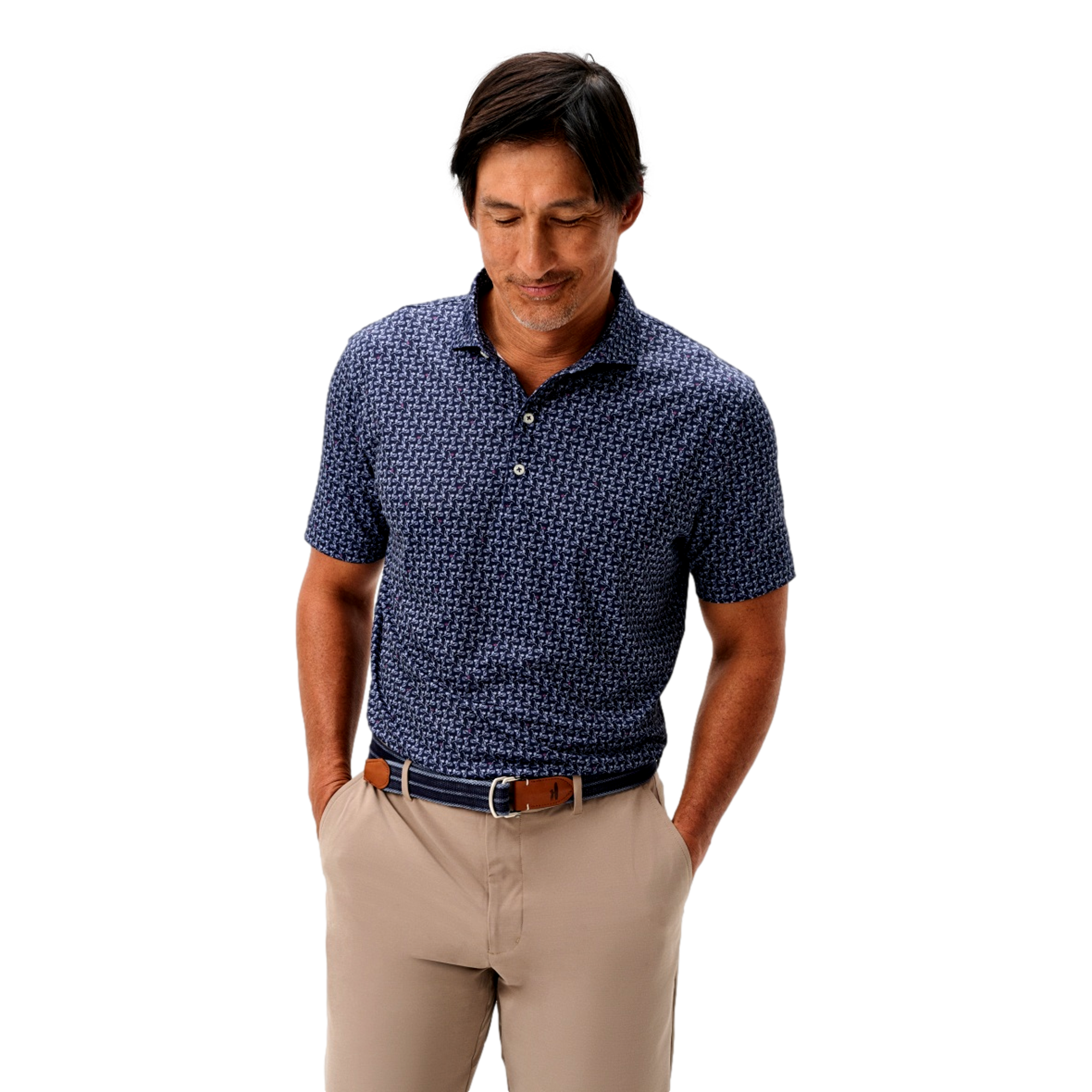 Minty Geo Print Men's Golf Polo Shirt