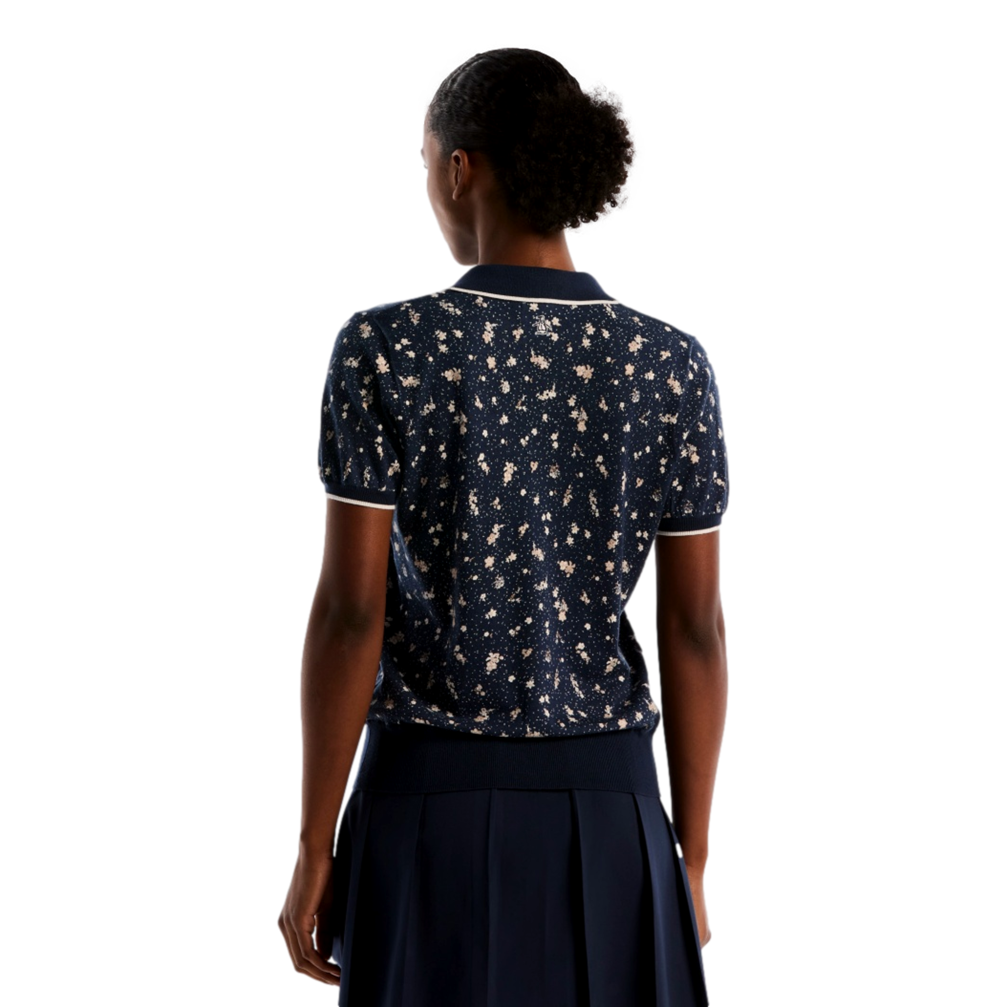 Floral Women's Short Sleeve Sweater Golf Polo