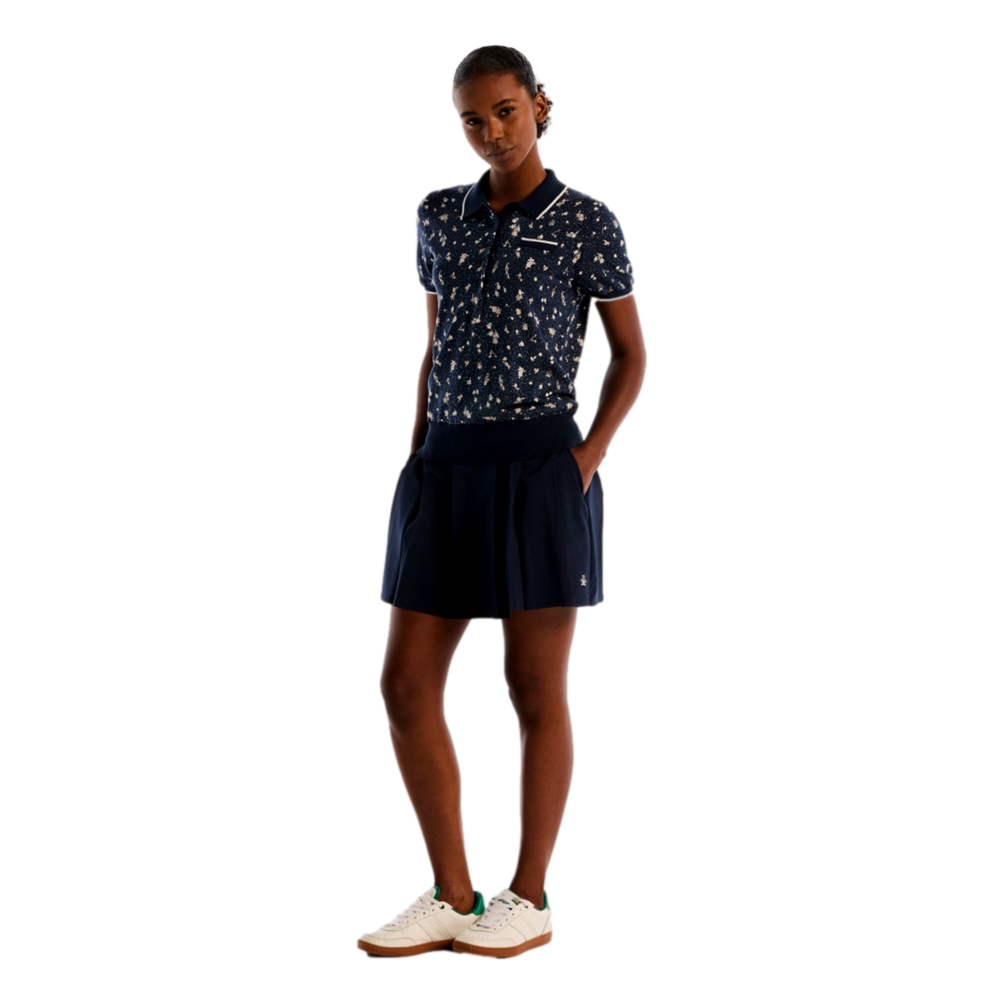 Floral Women's Short Sleeve Sweater Golf Polo